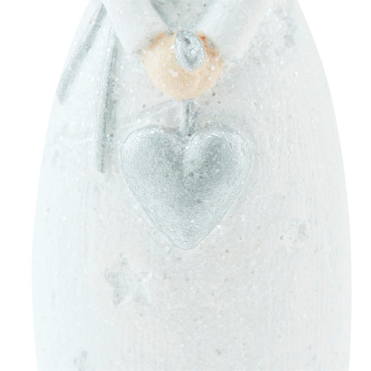 Weihnachtsdeko Engel Stein Stehend, H: ca. 17 cm - Silberfarben/Creme, KONVENTIONELL, Stein (6/4,5/16,5cm) - Luca Bessoni