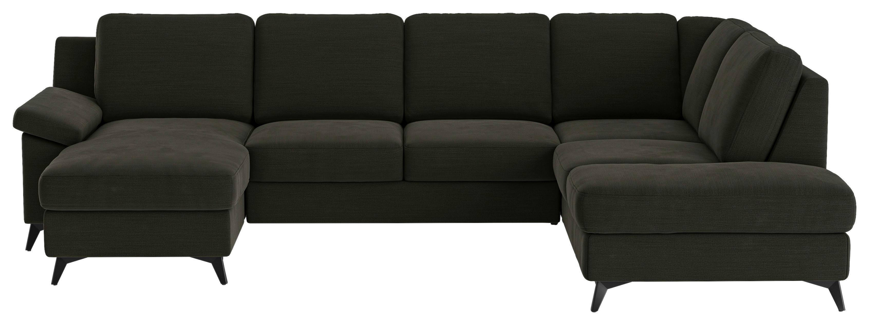WOHNLANDSCHAFT Boom, Dunkelgrün 156x309x204 - Dunkelgrün/Schwarz, KONVENTIONELL, Textil (156/309/204cm) - Cotta