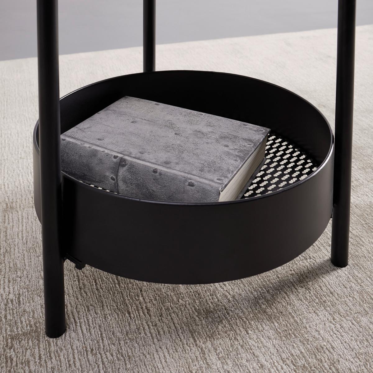 Konferenční stůl KETTY přírodní tmavý - černá/barvy vlašských ořechů, Moderní, kov (51/51/50cm) - Bessagi Home
