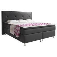 Boxspringbett Mit Topper 180x200 Cm Oxfrod - Anthrazit/Silberfarben, KONVENTIONELL, Leder/Textil (200/125/210cm) - MID.YOU