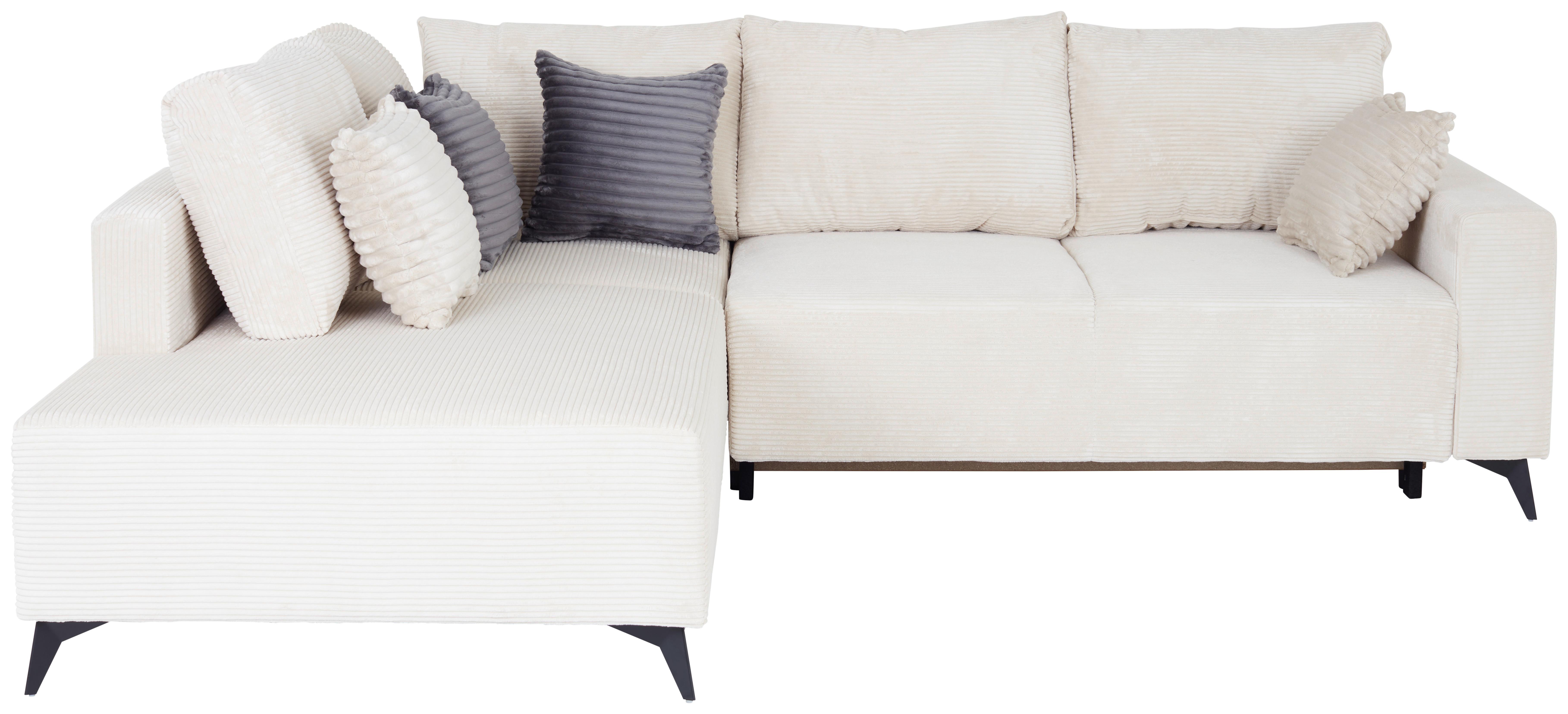 Ecksofa mit Schlaffunktion Viktor Creme Cord 212x270 cm - Creme/Schwarz, MODERN, Textil (212/270cm)