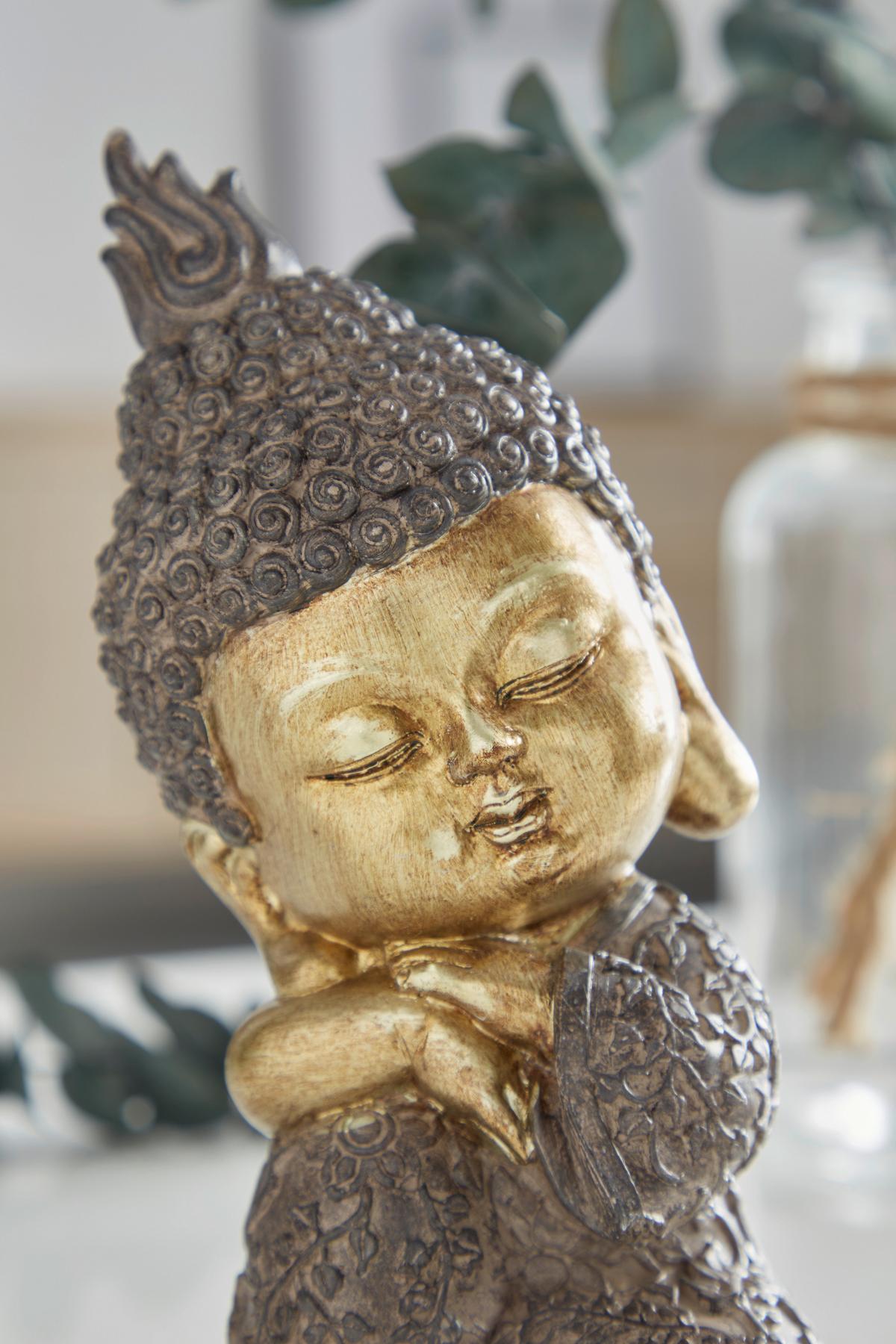 Dekofigur Buddha H: 17 cm Kunststoff für In- und Outdoor - Goldfarben/Braun, LIFESTYLE, Kunststoff (11/9,5/17cm) - Luca Bessoni