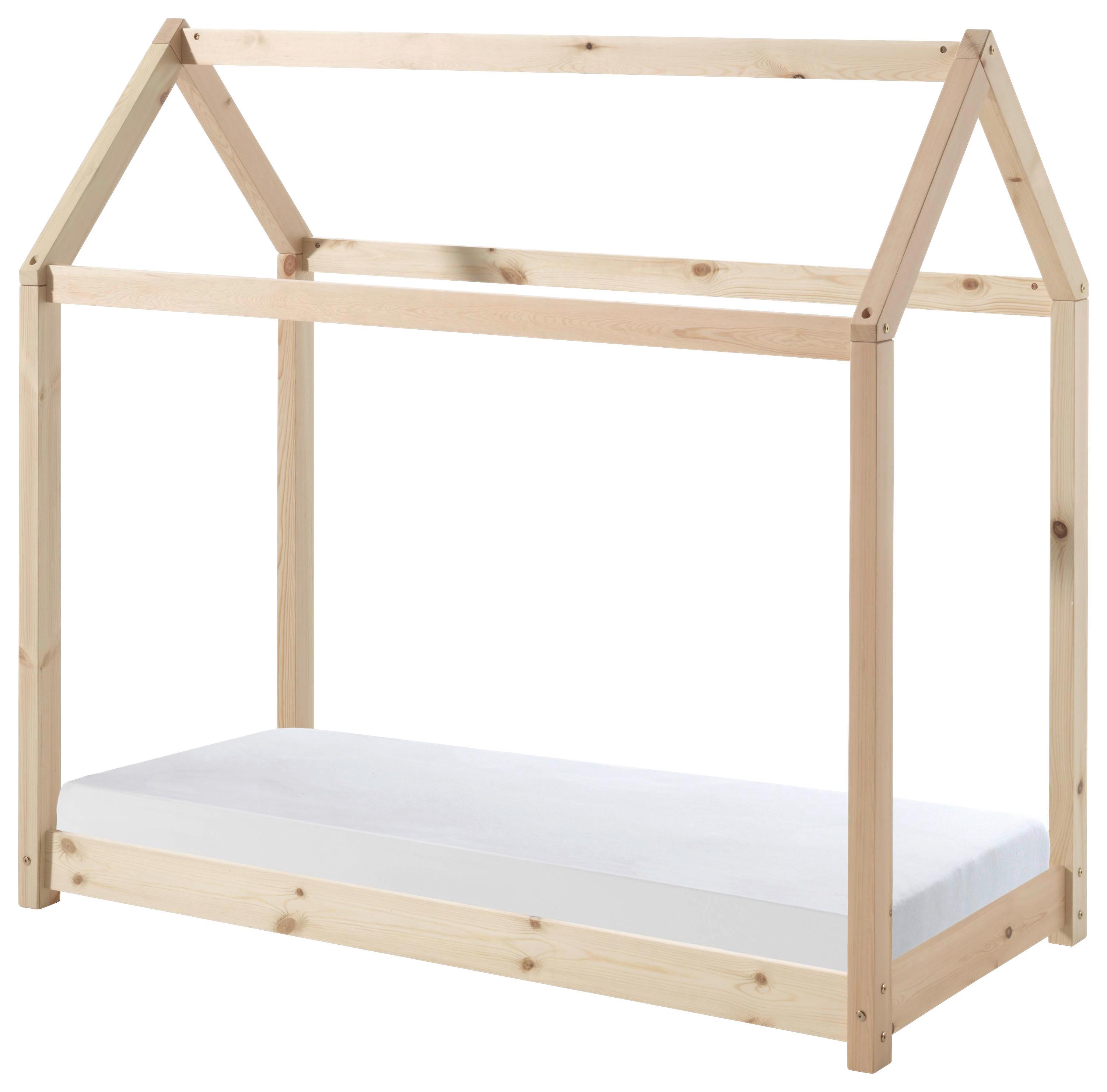 Hausbett Cabane 70x140 cm Kiefer Echtholz - Naturfarben, Natur, Holz (70/140cm) - MID.YOU