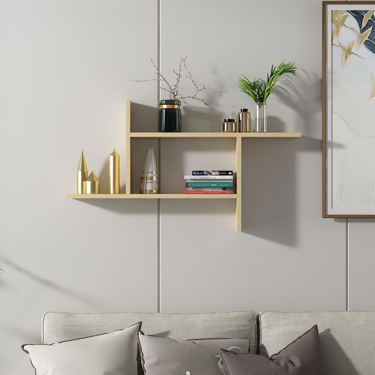 Wandregal Ryan, B: 99 Cm Eiche Dekor - Eichefarben, Design, Holzwerkstoff (99/55,6/14,6cm) - MID.YOU