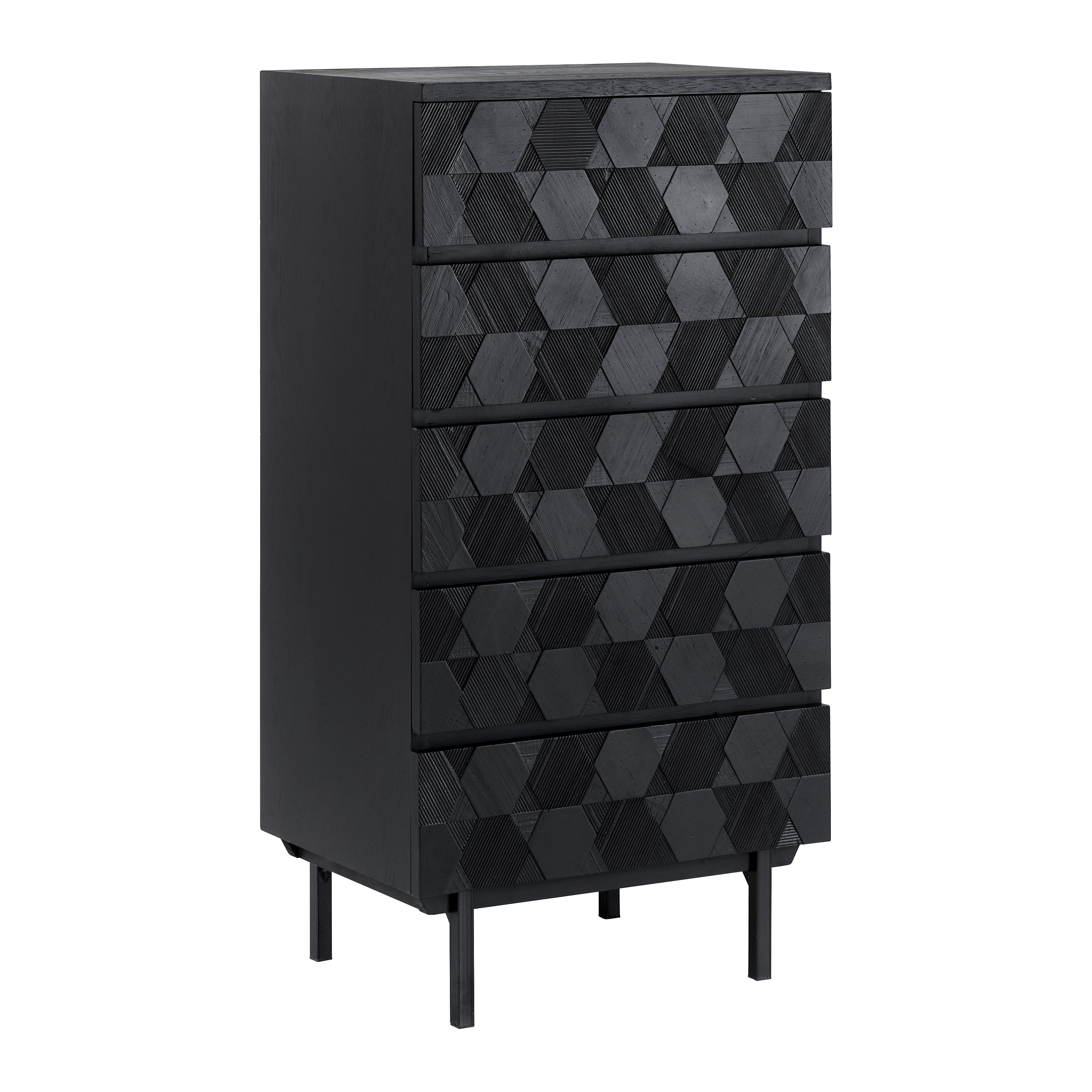 Komoda ROMA - černá, Moderní, kov/dřevo (54/103/39cm) - Bessagi Home