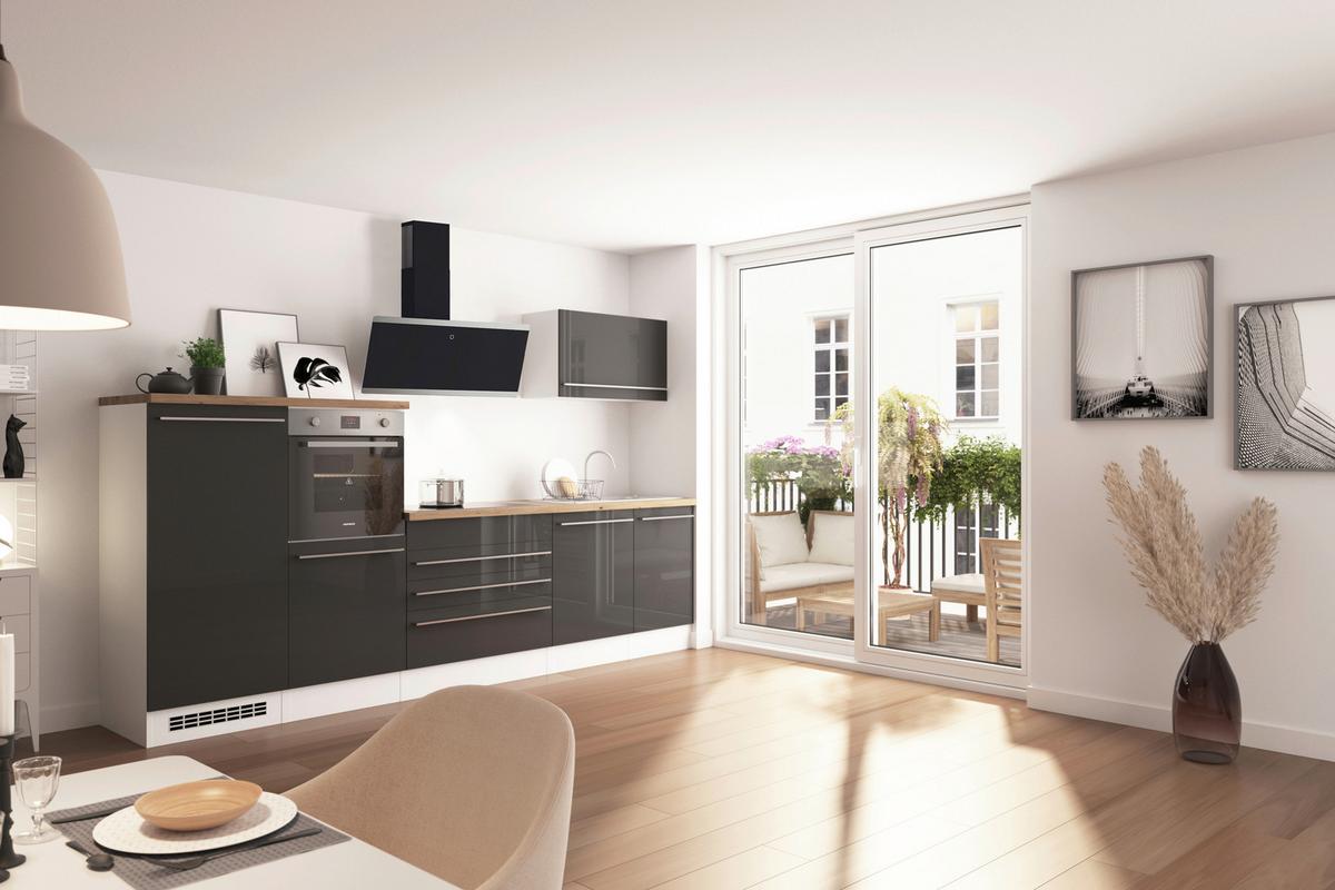 Küchenblock Gabriel Grau B: 320 Cm - Wildeiche/Weiß, Design, Holzwerkstoff (320cm) - Respekta