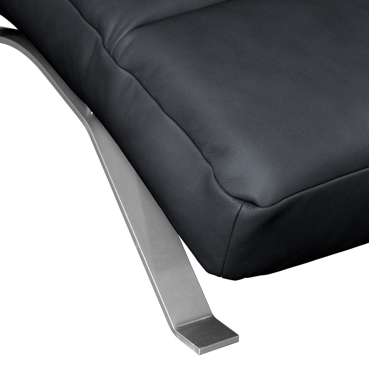 Relaxliege Swing Silver Dunkelblau B: 65 cm - Silberfarben/Dunkelblau, Design, Leder (65/65-95/171cm) - Livetastic