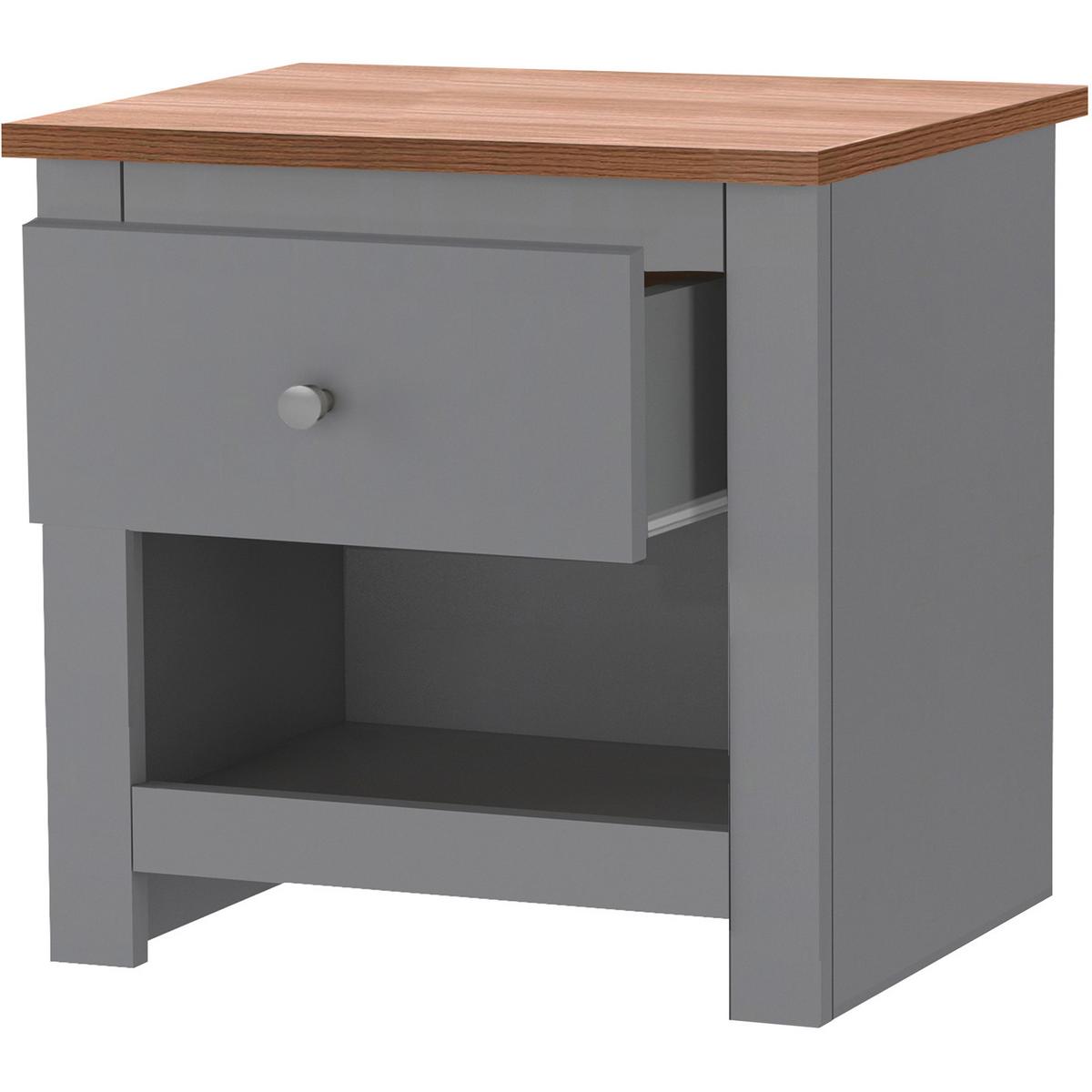 Nachttisch Emerald Grau B: 45 Cm - Naturfarben/Grau, Design, Holzwerkstoff/Metall (45/46/35cm) - MID.YOU