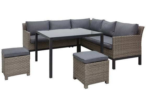 Loungegarnitur Miles - Schwarz/Grau, MODERN, Glas/Kunststoff (202/205cm) - Ombra Loungegarnitur Miles - Schwarz/Grau, MODERN, Glas/Kunststoff (202/205cm) - Ombra
