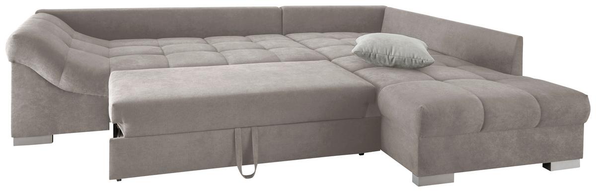 Eckschlafsofa Alvito Taupe S: 298/202 cm - Taupe/Silberfarben, Design, Textil (298/202cm) - MID.YOU
