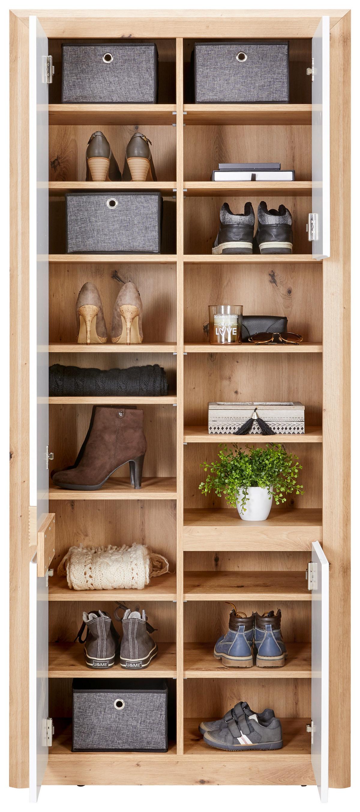 Garderoben-set Kashmir New Weiß/eiche Dekor 5-Tlg. - Eichefarben/Weiß, MODERN, Holzwerkstoff (252/192/41cm) - James Wood