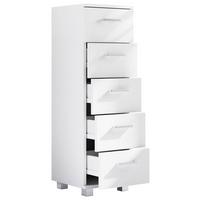 Highboard Zalo M Weiß B: 30 cm - Silberfarben/Weiß, MODERN, Holzwerkstoff (30/94/30cm) - MID.YOU
