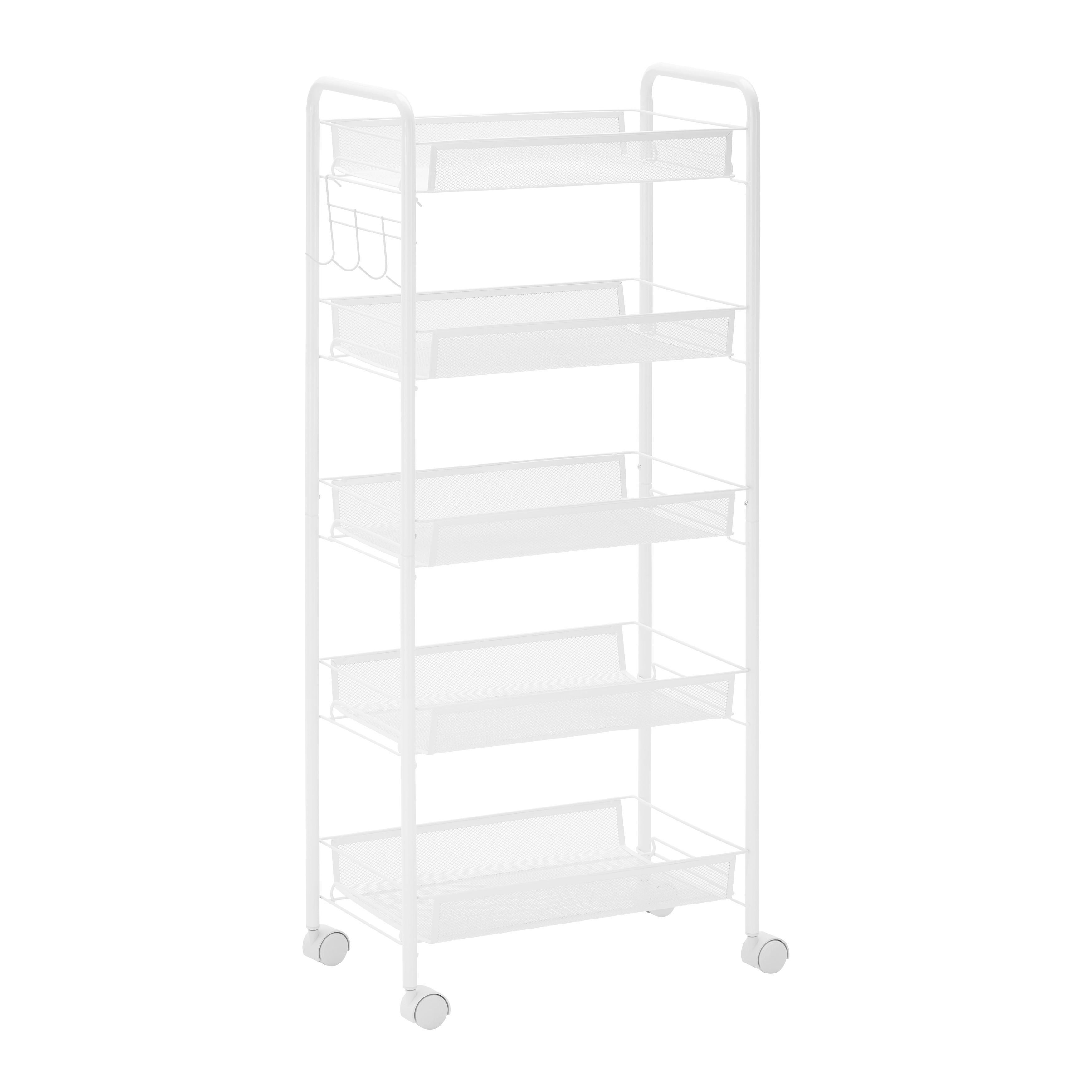 Regál na kolieskach SANDRO biely - biela, Modern, kov/plast (45/105/26cm) - P & B