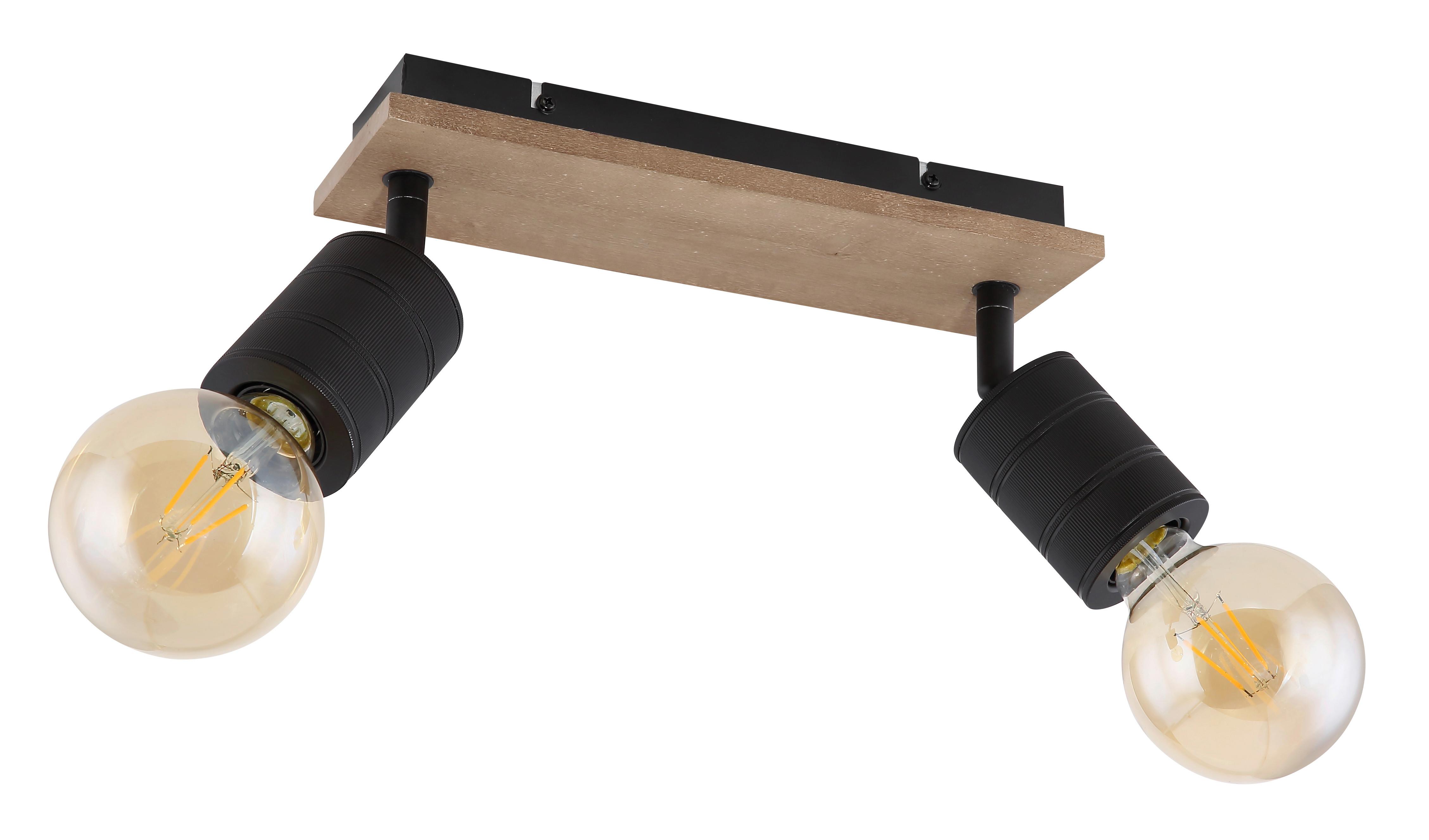 Strahler Josella 2-flammig Verstellbar L: 31 Cm - Dunkelbraun/Schwarz, Design, Holz/Metall (31/10/18cm) - Globo