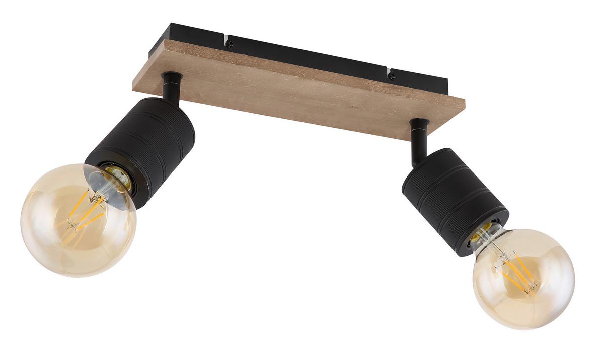 Strahler Josella 2-Flammig verstellbar L: 31 cm - Dunkelbraun/Schwarz, Design, Holz/Metall (31/10/18cm) - Globo