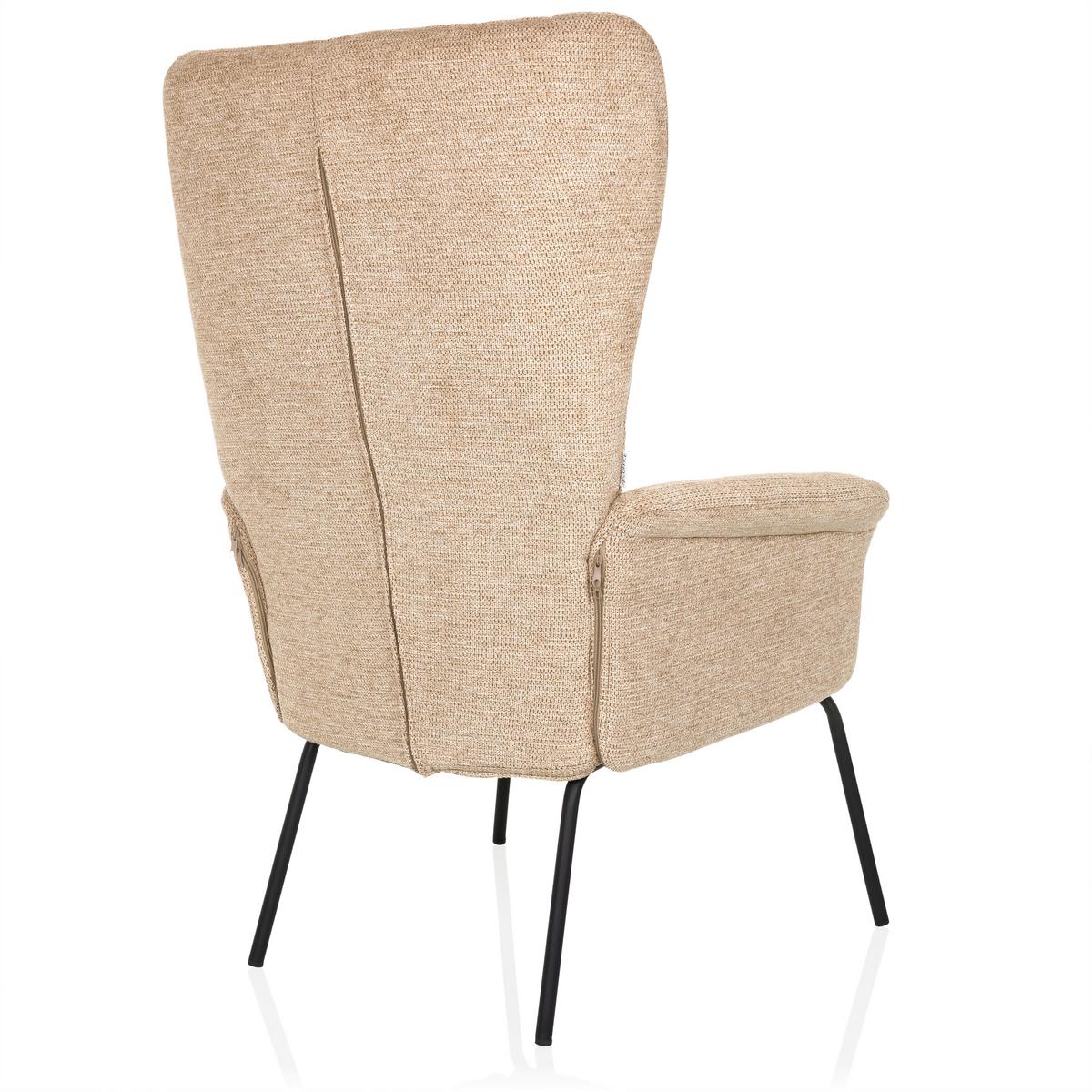 Ohrensessel Havenio Beige B: 71 cm - Beige/Schwarz, MODERN, Textil (71/110/71cm) - MID.YOU