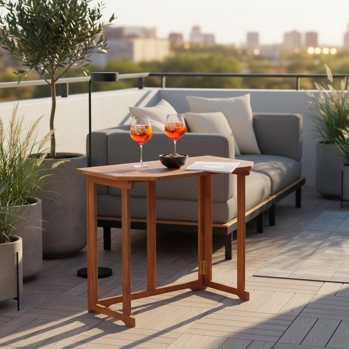 Gartentisch Klappbar Echtholz B: 90 Cm - Naturfarben, KONVENTIONELL, Holz (90/74/50cm) - Gardenson