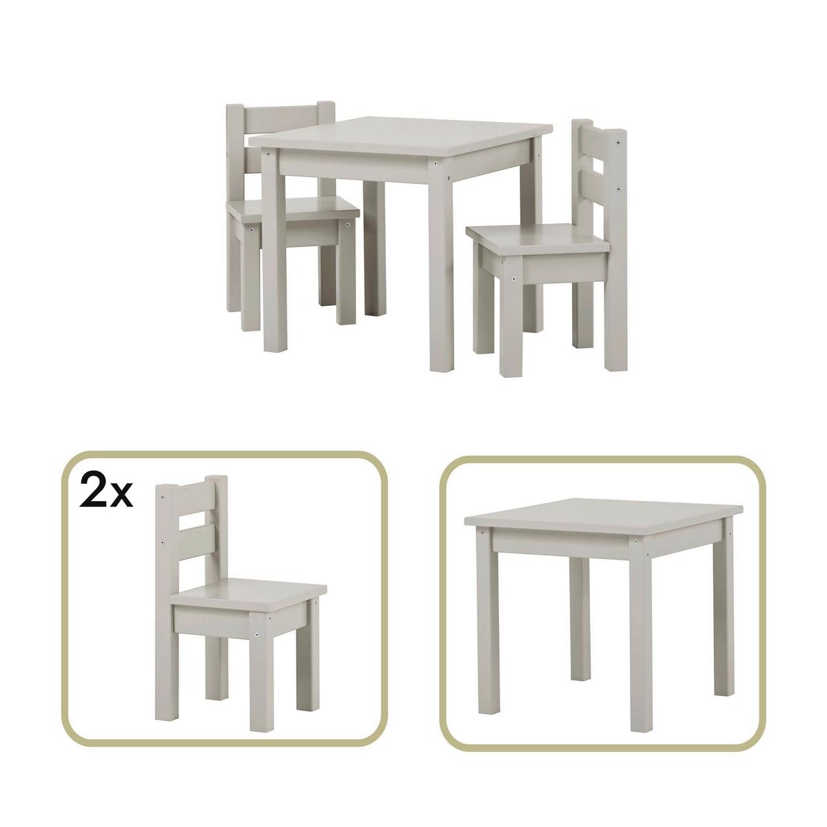 Kindersitzgruppe Bundle Mads Hellgrau - Hellgrau/Grau, MODERN, Holz - MID.YOU