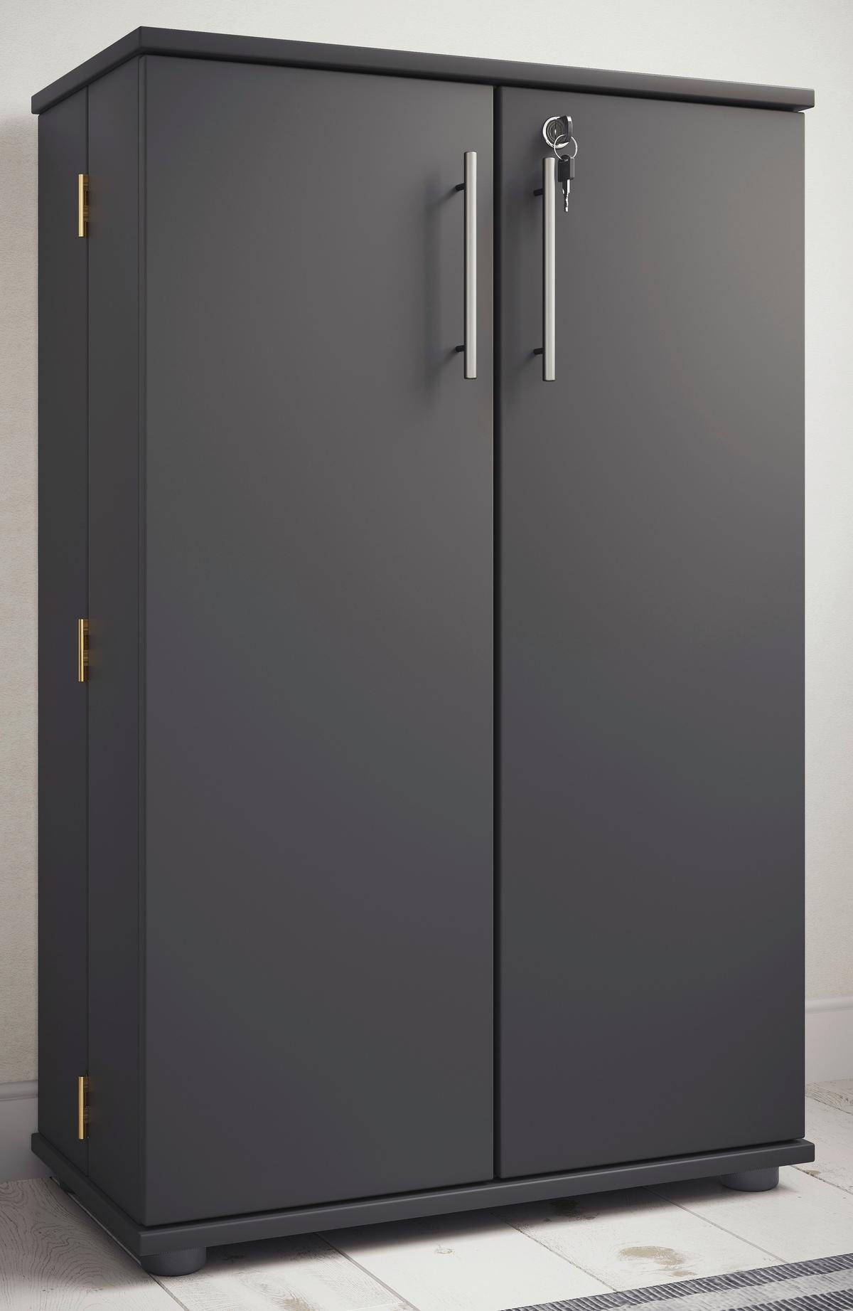 CD-Regal Engalo Anthrazit B: 60 cm - Anthrazit/Schwarz, Design, Holzwerkstoff (60/93/31cm) - MID.YOU