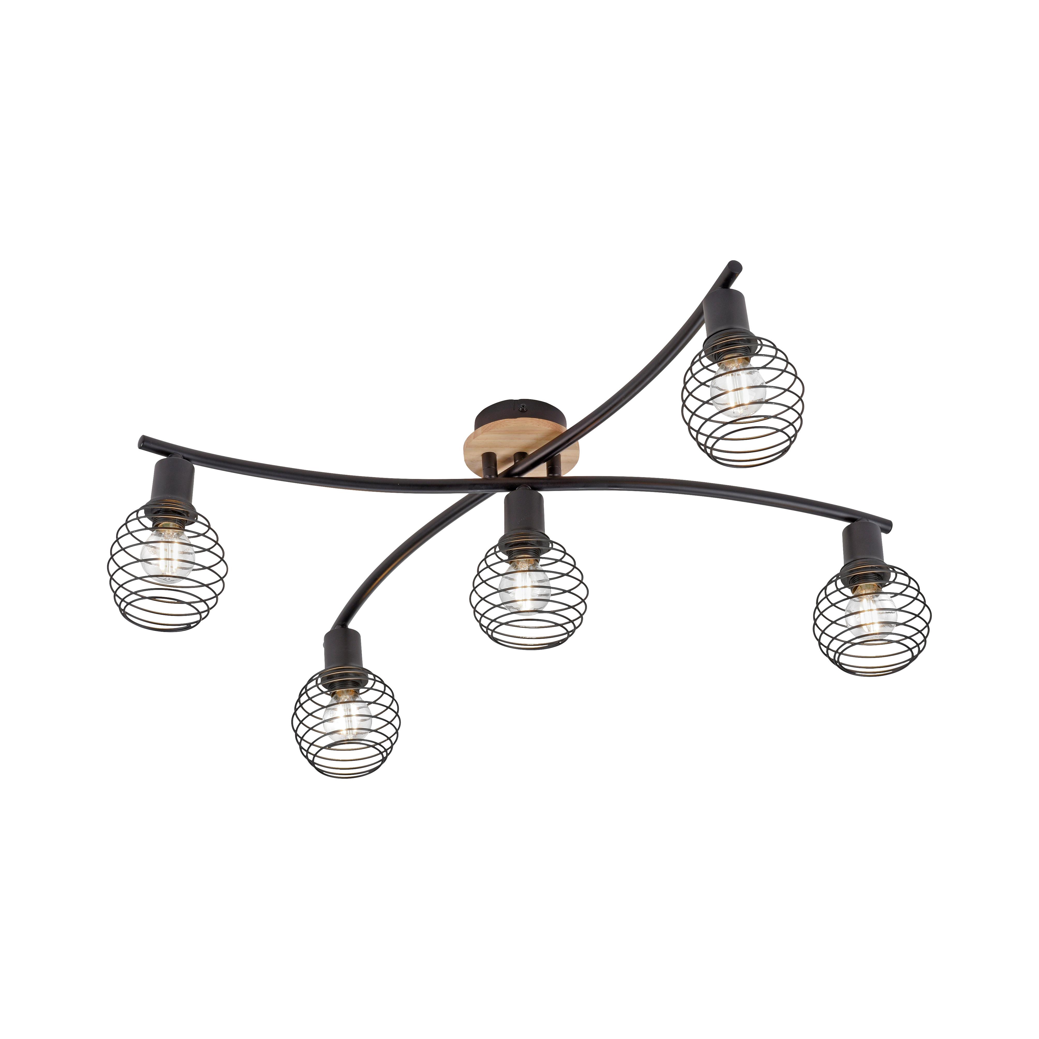 Strahler Eugen 5-flammig L: 70,1 cm - Natur, Holz/Kunststoff (70,1/66,5/20,1cm)