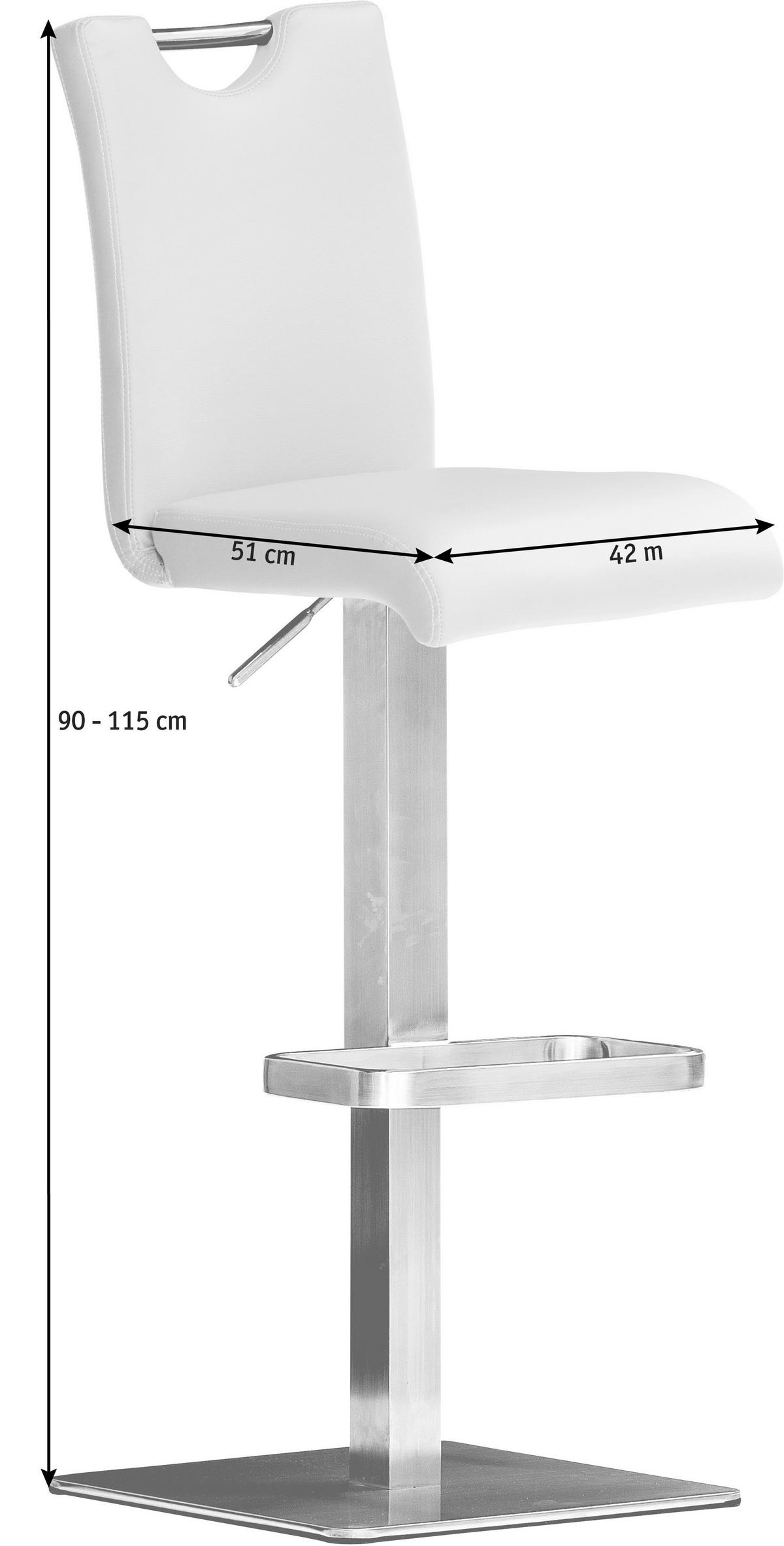 Barhocker Bardo - Edelstahlfarben/Braun, Design, Leder/Metall (40/90/50cm) - Livetastic