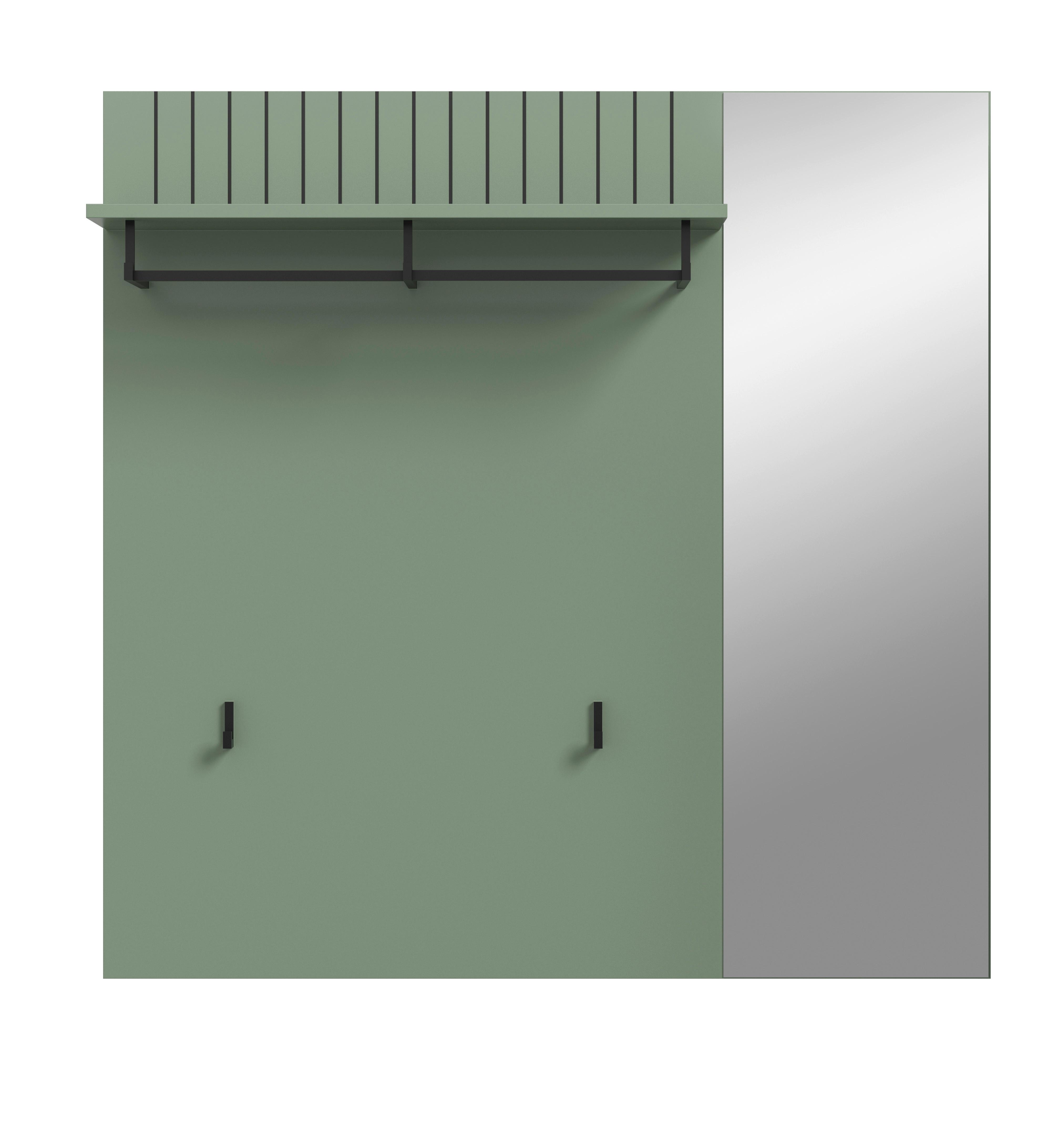 Garderobenpaneel Station Graugrün B: 106cm - Graugrün, Design, Holzwerkstoff (106/106/27cm) - MID.YOU