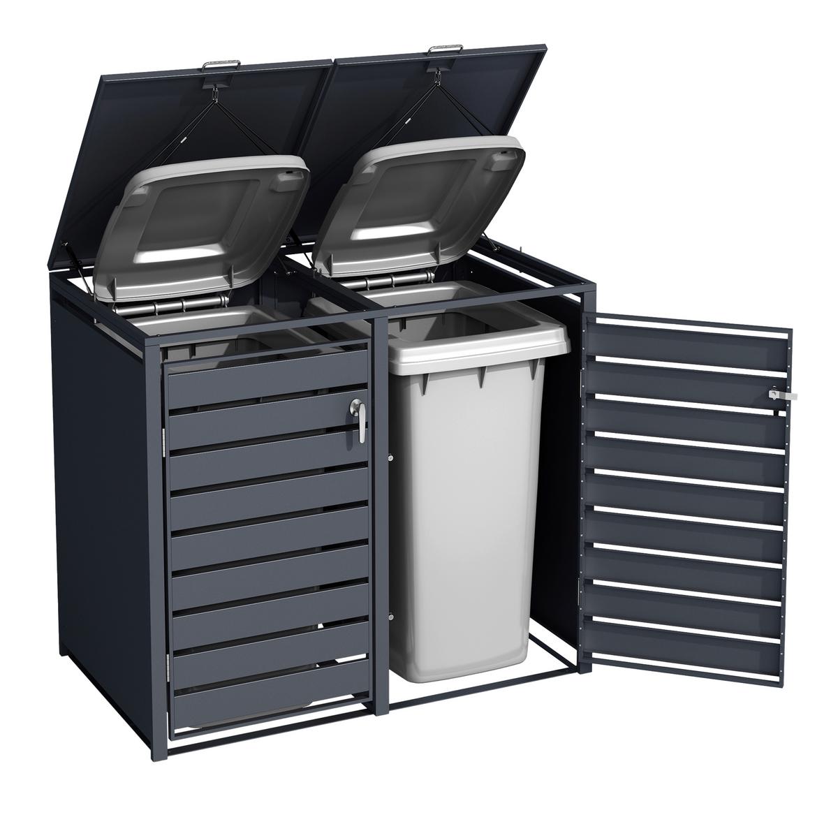 Aufbewahrungsbox Lucas 2x240 Liter - Anthrazit, Basics, Metall (132/80/116cm) - Ambia Garden
