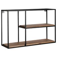 Wandregal Metall/Mangoholz B: 60 cm - Schwarz, Design, Holz/Metall (60/40/18cm) - MID.YOU