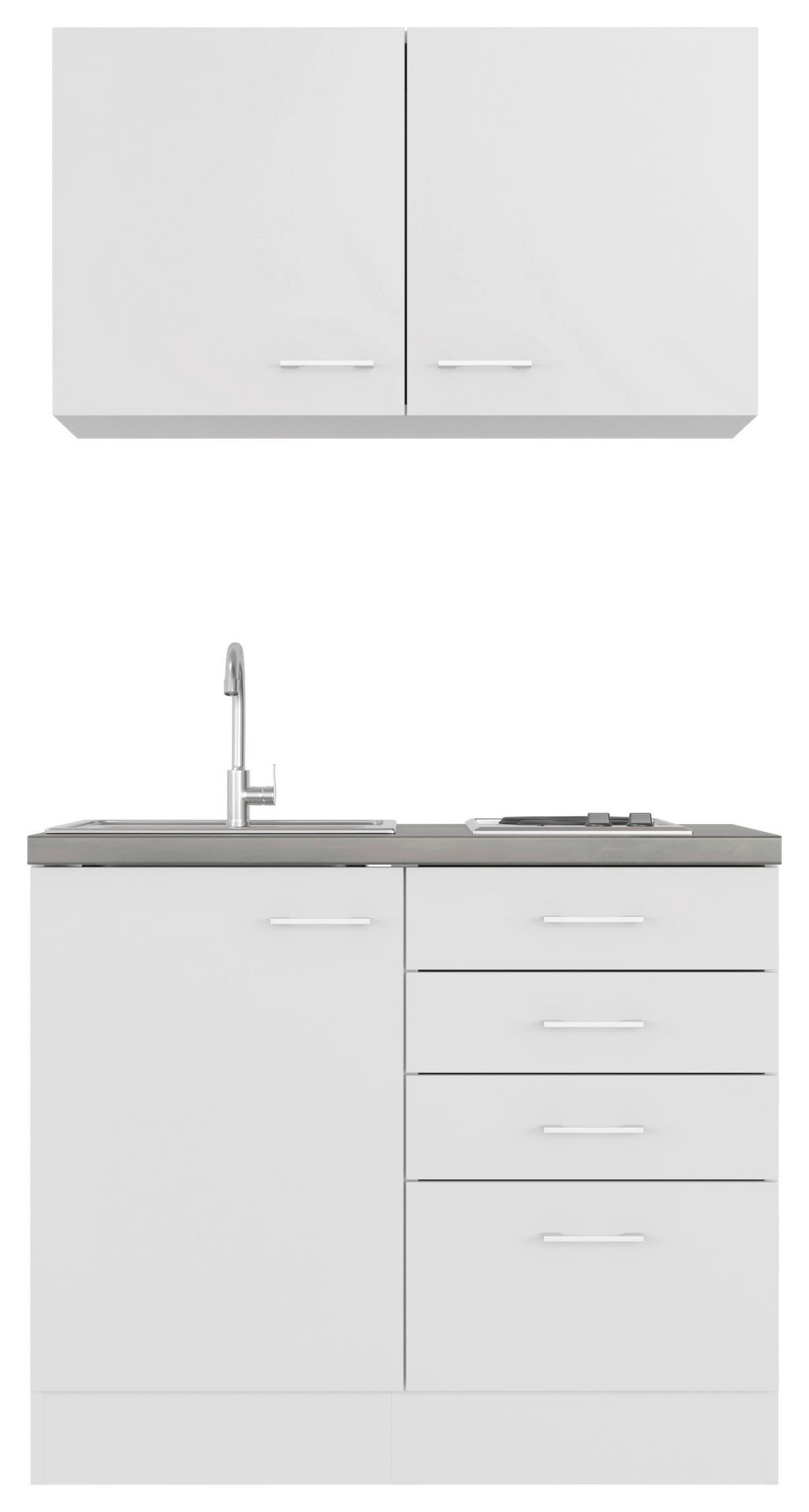 Miniküche Lucca Mit Spüle 100 Cm Weiß/graubraun - Graubraun/Weiß, MODERN, Holzwerkstoff (100cm) - FlexWell