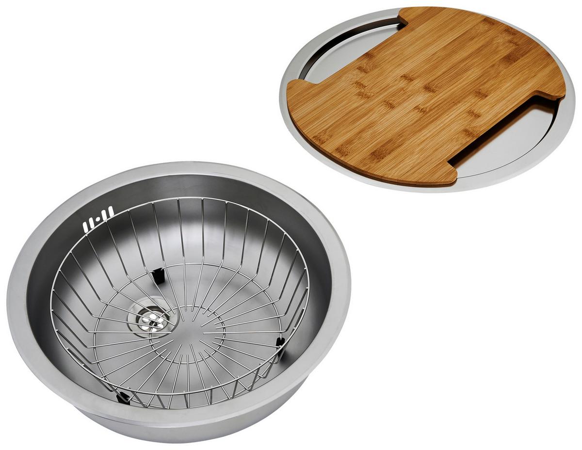 Spüle Respekta Rundbeckenset - Edelstahlfarben, Trend, Metall (44,6/17cm) - Respekta