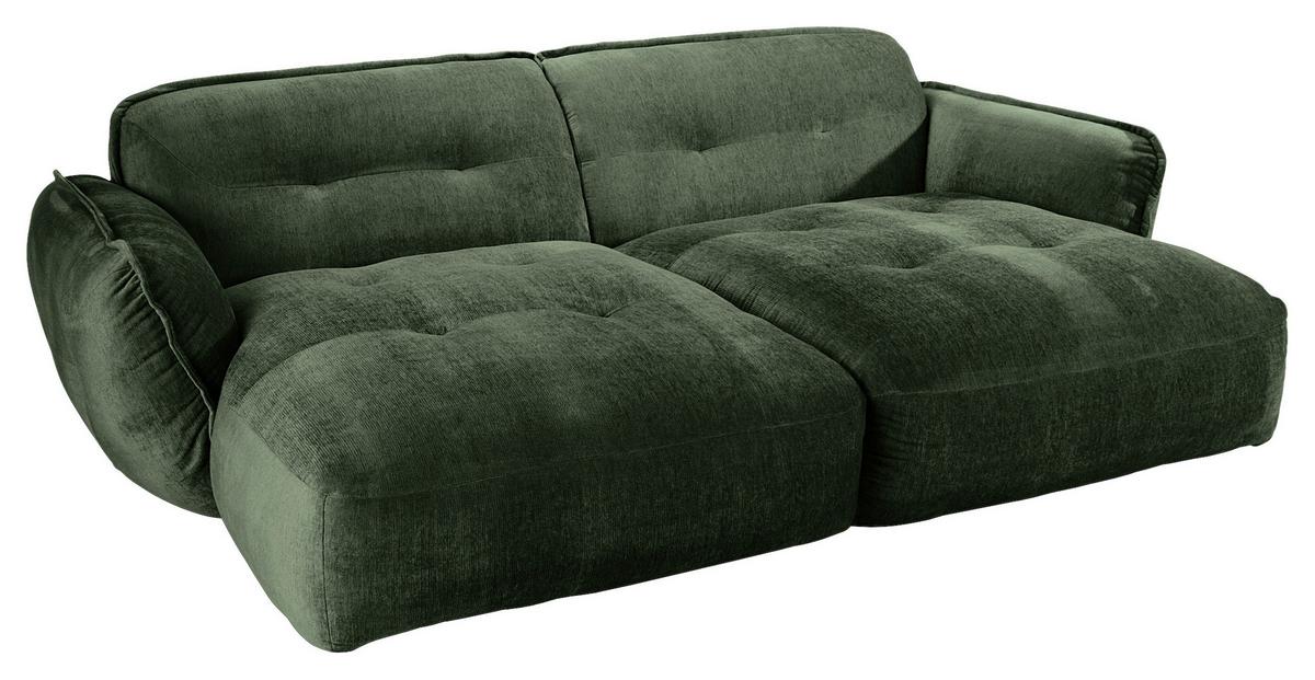 Bigsofa Fluffy, Dunkelgrün B: 285 Cm - Dunkelgrün/Schwarz, MODERN, Textil (285/87/184cm) - Trendmanufaktur