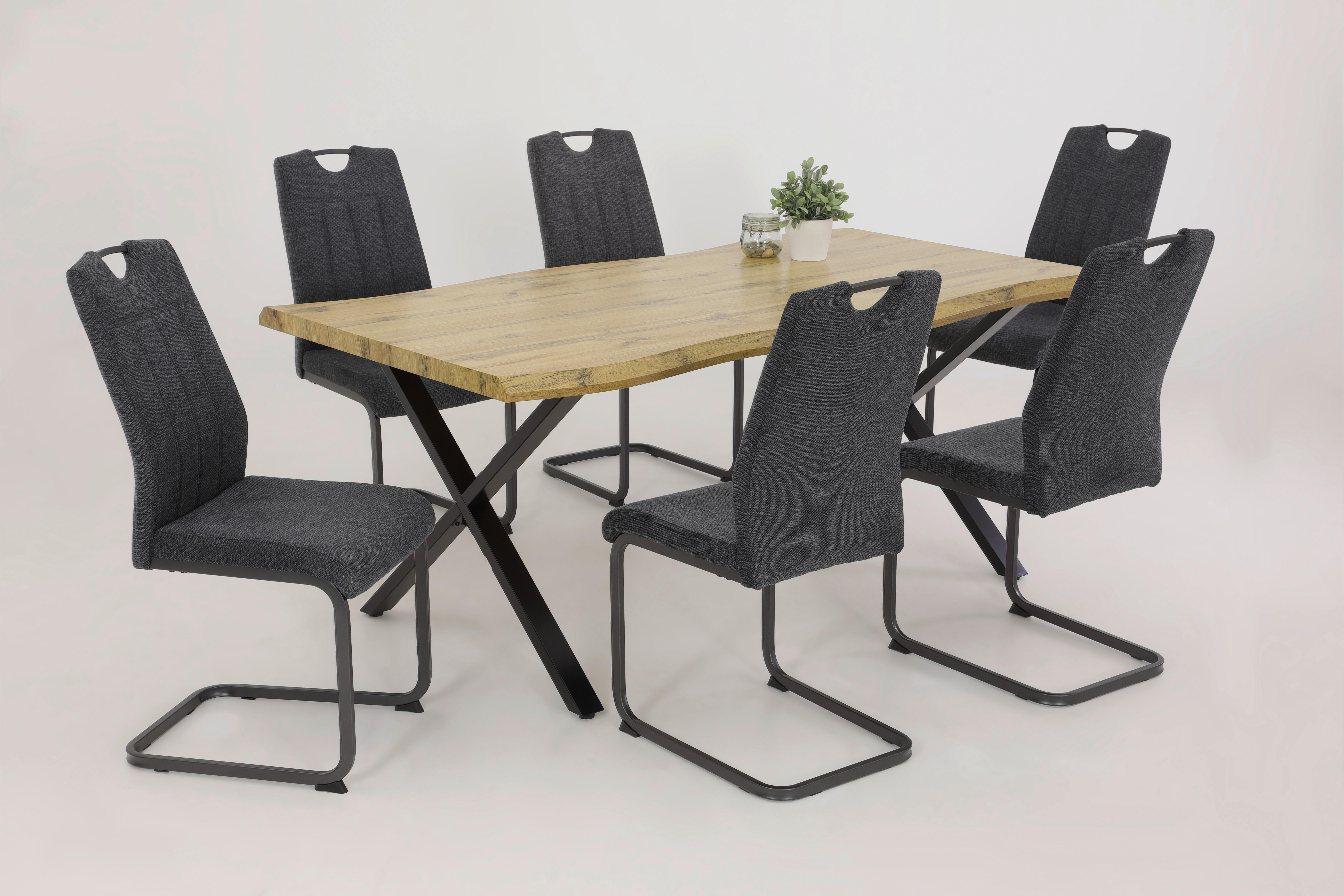 Schwingstuhl-Set Britta S Anthrazit - Anthrazit/Grau, MODERN, Textil/Metall (44/100/59cm) - MID.YOU