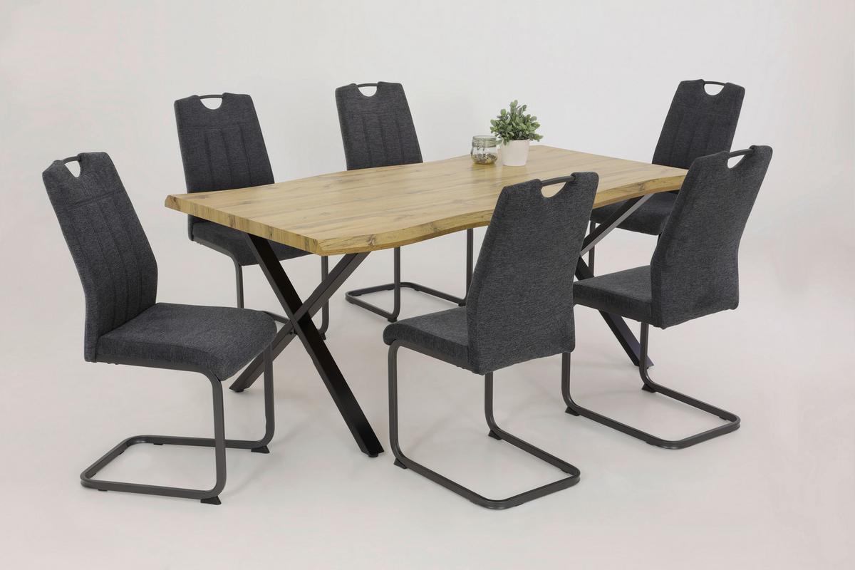 Schwingstuhl-Set Britta S Anthrazit - Anthrazit/Grau, MODERN, Textil/Metall (44/100/59cm) - MID.YOU