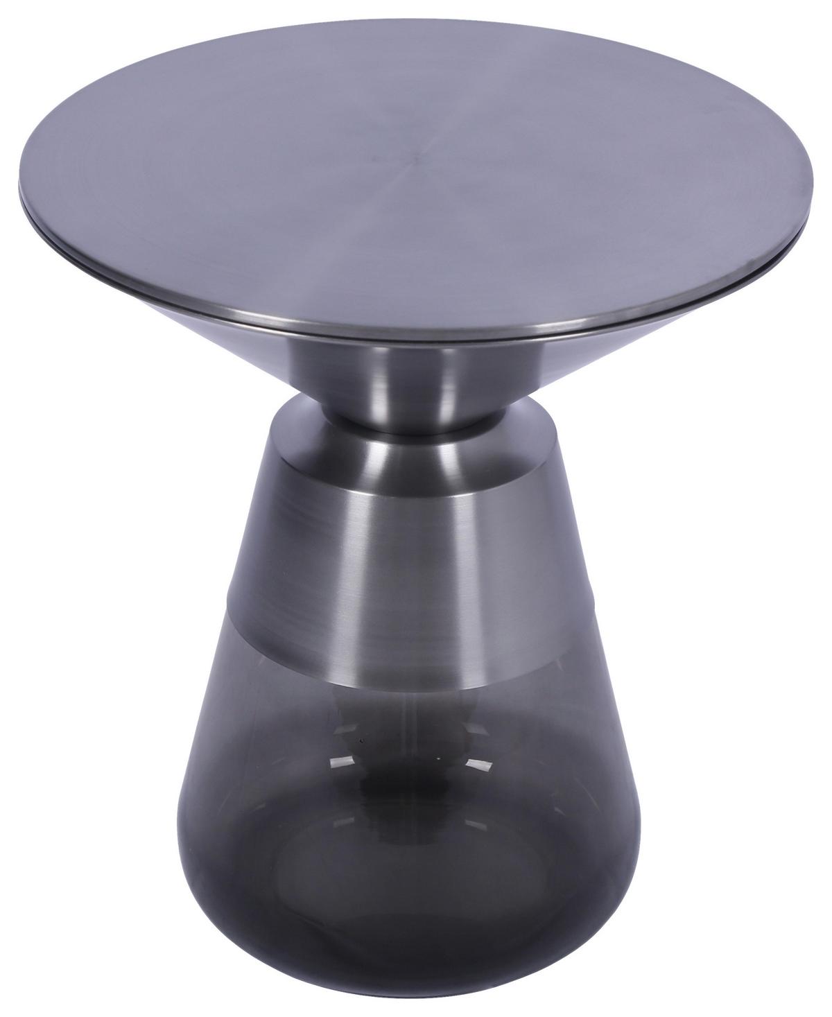 ODKLÁDACÍ STOLEK BAILY -TREND- - šedá/černý chrom, Romantický / Rustikální, kov/sklo (48/54,5/48cm) - Premium Living