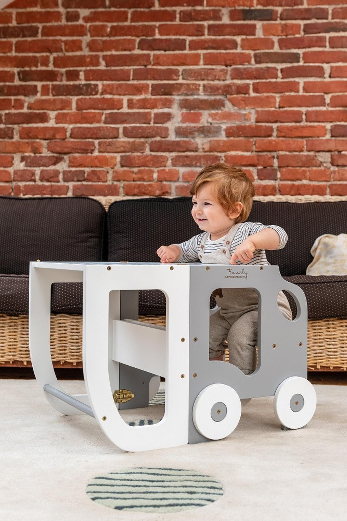 Hochstuhl Car Step Stool Aus Holz Grau/weiß - Weiß/Grau, Basics, Holz (38/90/40cm)