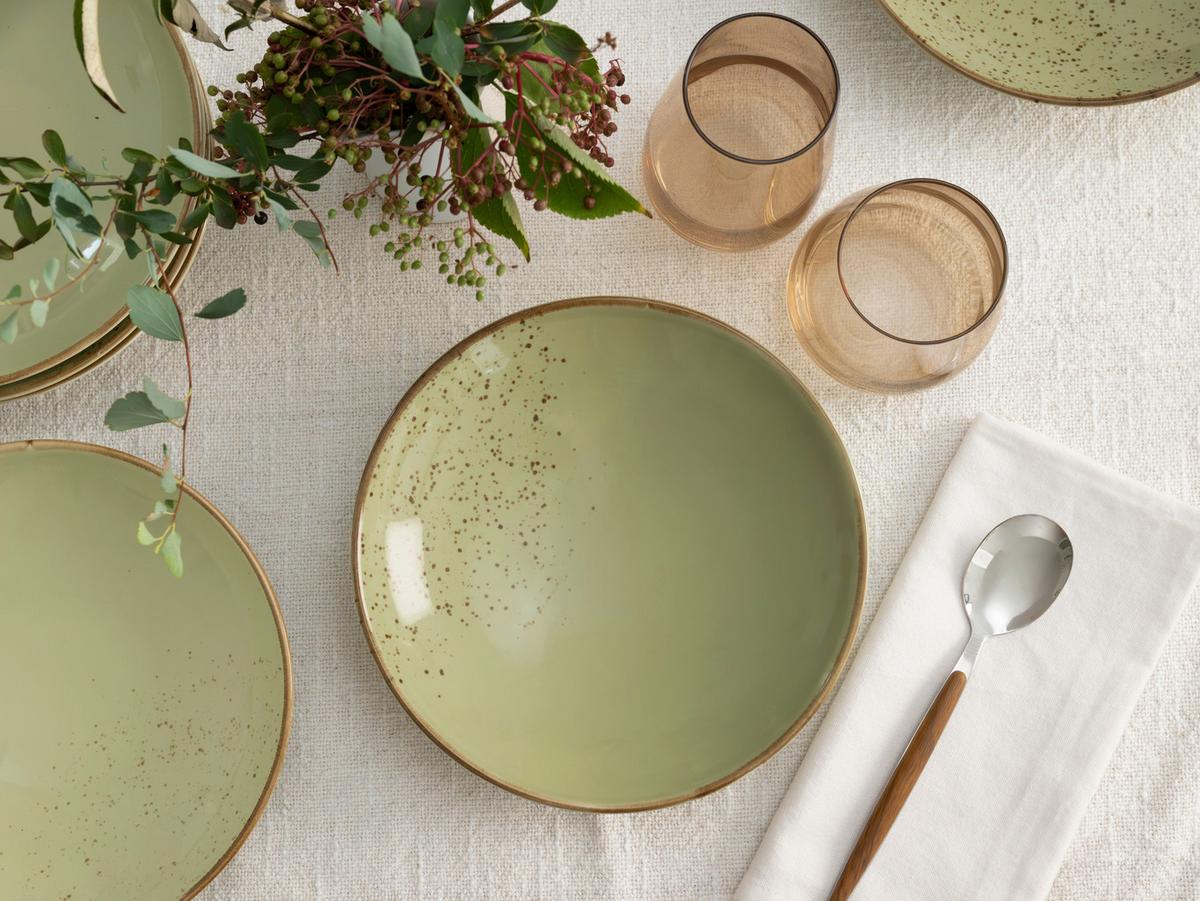 SUPPENTELLERSET 22051 NATURE COLLECTION - Grün, Trend, Keramik (22cm) - Creatable