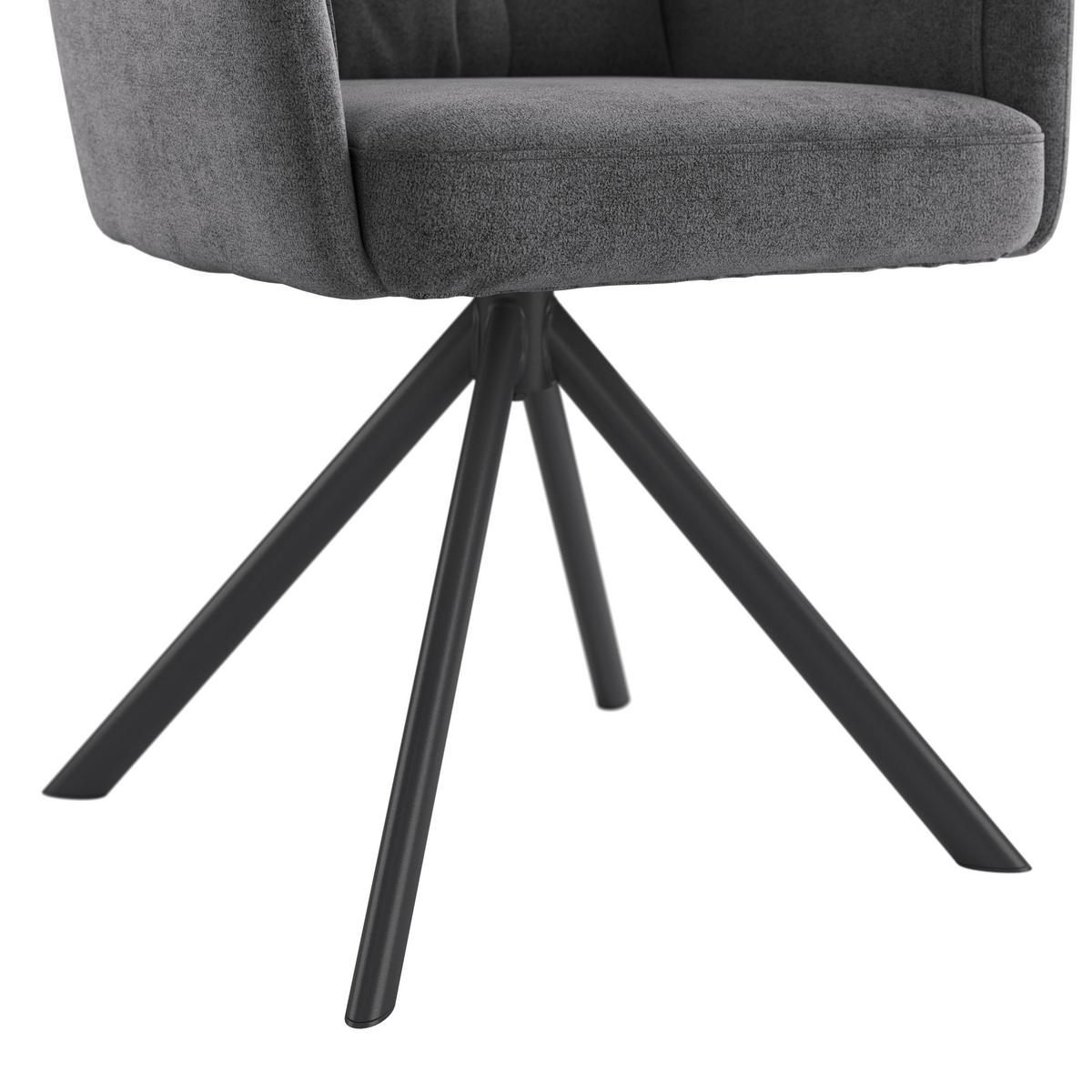 Armlehnstuhl Susan Dunkelgrau Schwarz/Sitzfläche 360°drehbar - Dunkelgrau/Schwarz, KONVENTIONELL, Holz/Textil (59/90/66cm)