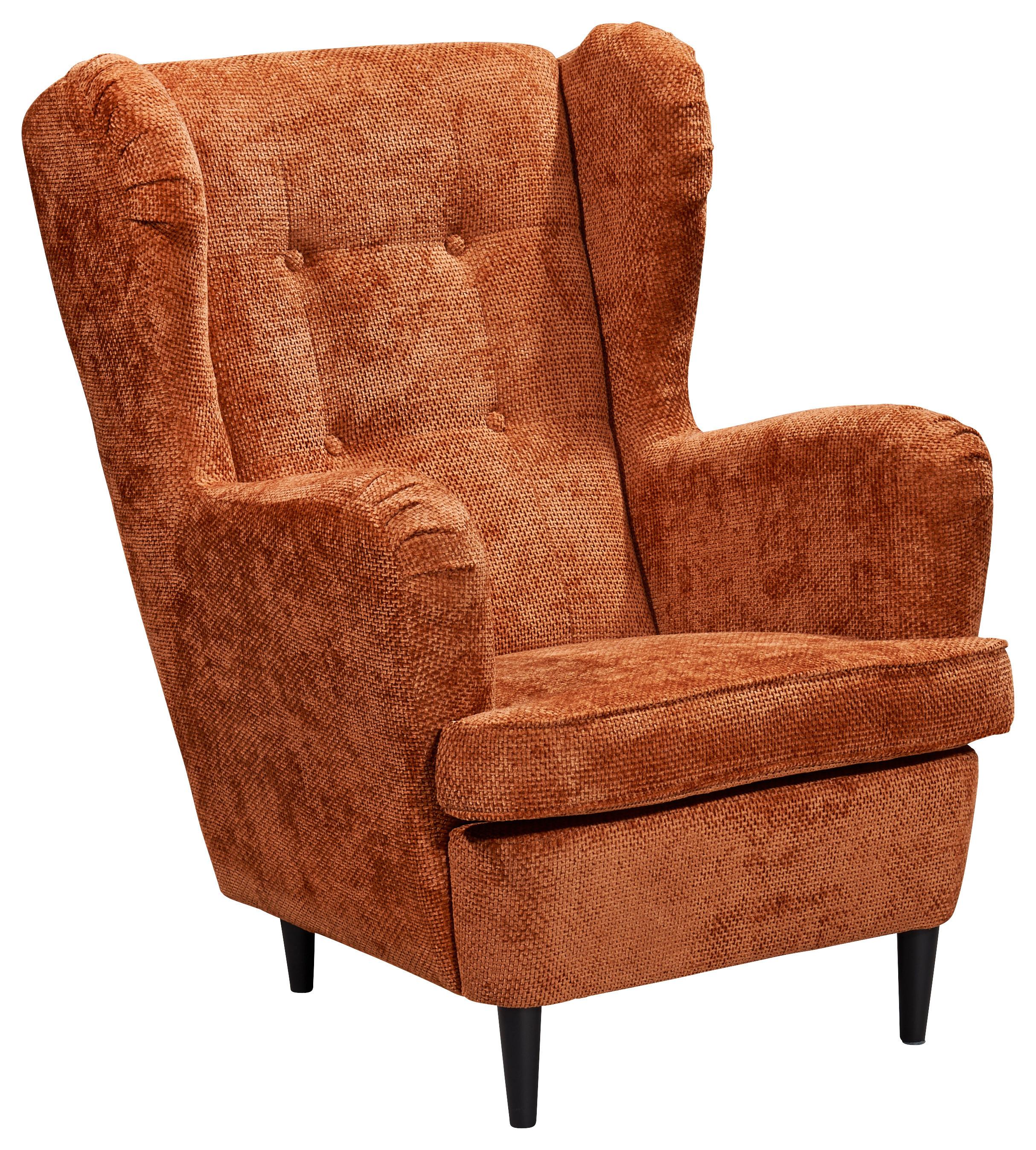 Ohrensessel Oskar Terracotta B: 78 cm - Terracotta/Schwarz, KONVENTIONELL, Textil (78/102/98cm) - MID.YOU