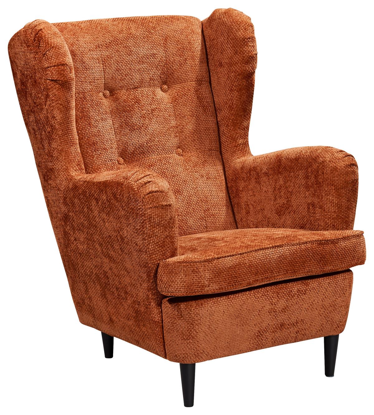 Ohrensessel Oskar Terracotta B: 78 cm - Terracotta/Schwarz, KONVENTIONELL, Textil (78/102/98cm) - MID.YOU