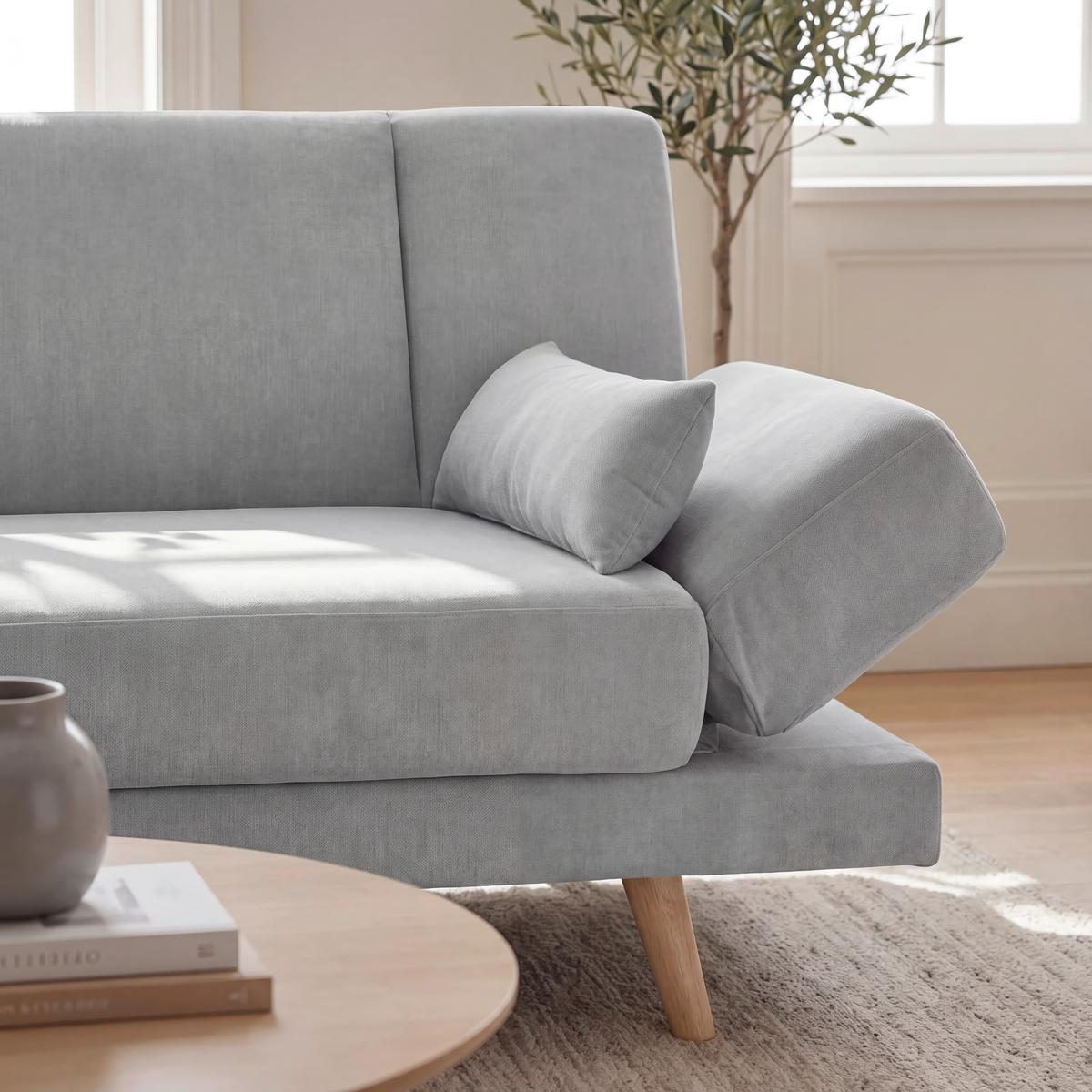 Pohovka FUNKY taupe - světle šedá/přírodní barvy, Moderní, dřevo/textil (183/73/79cm) - Bessagi Home