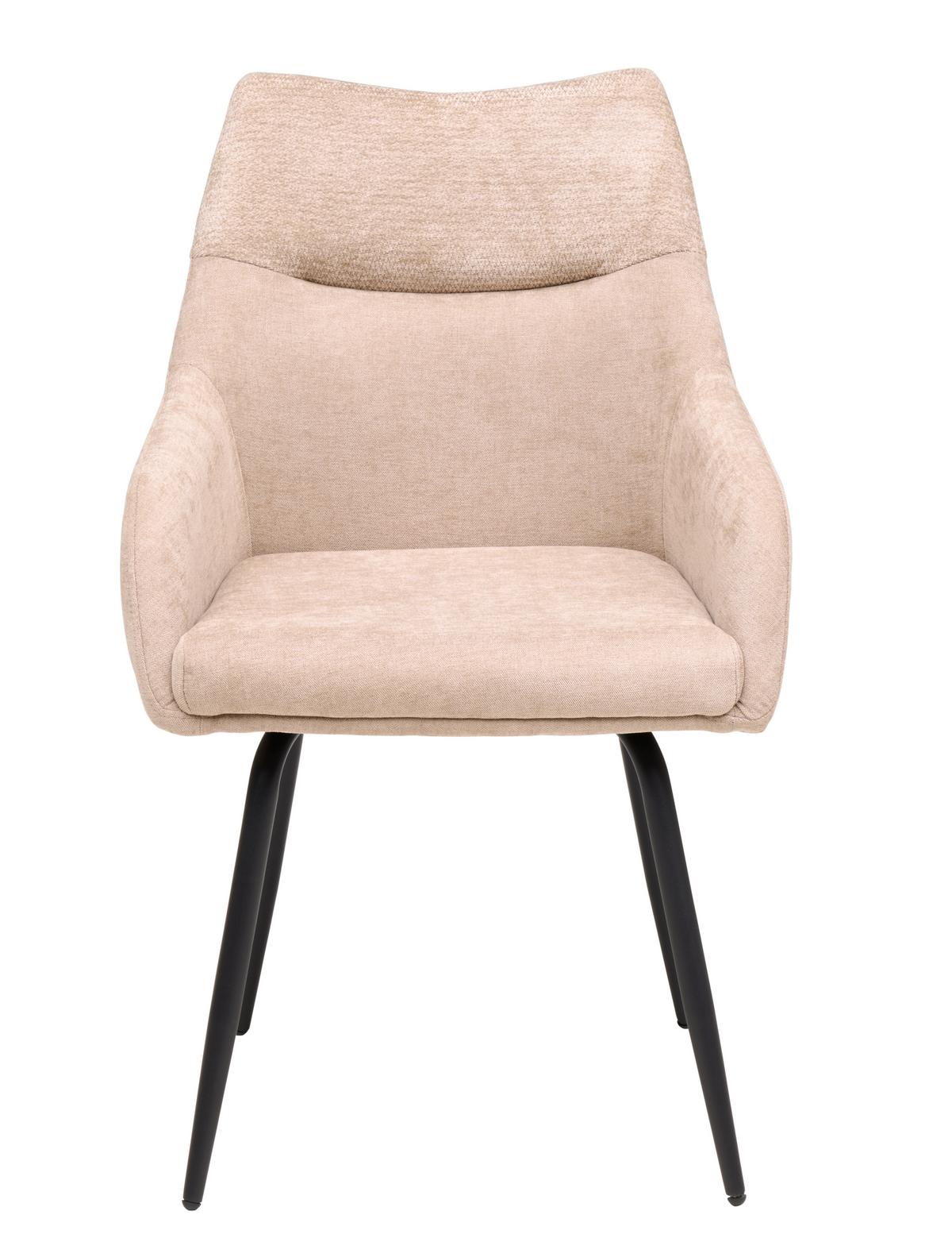 Armlehnstuhl Dali Beige B: 60 cm - Beige/Schwarz, Basics, Textil/Metall (60/86/55cm) - Livetastic