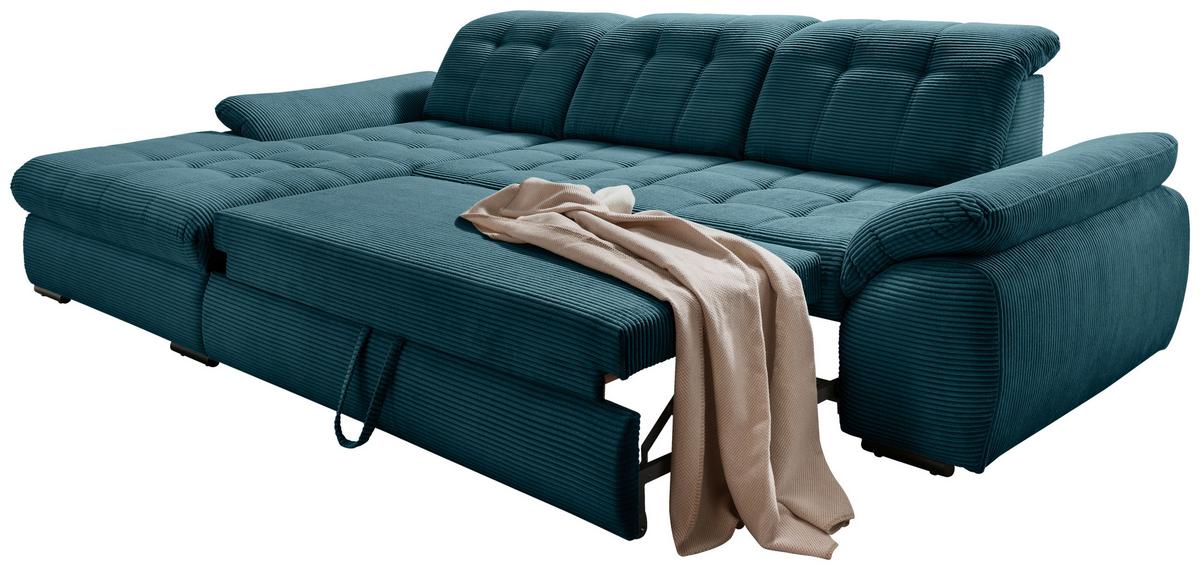 Ecksofa mit Bettkasten Rigatti Petrol S: 184x314 cm - Petrol/Schwarz, MODERN, Textil (184/314cm) - Livetastic