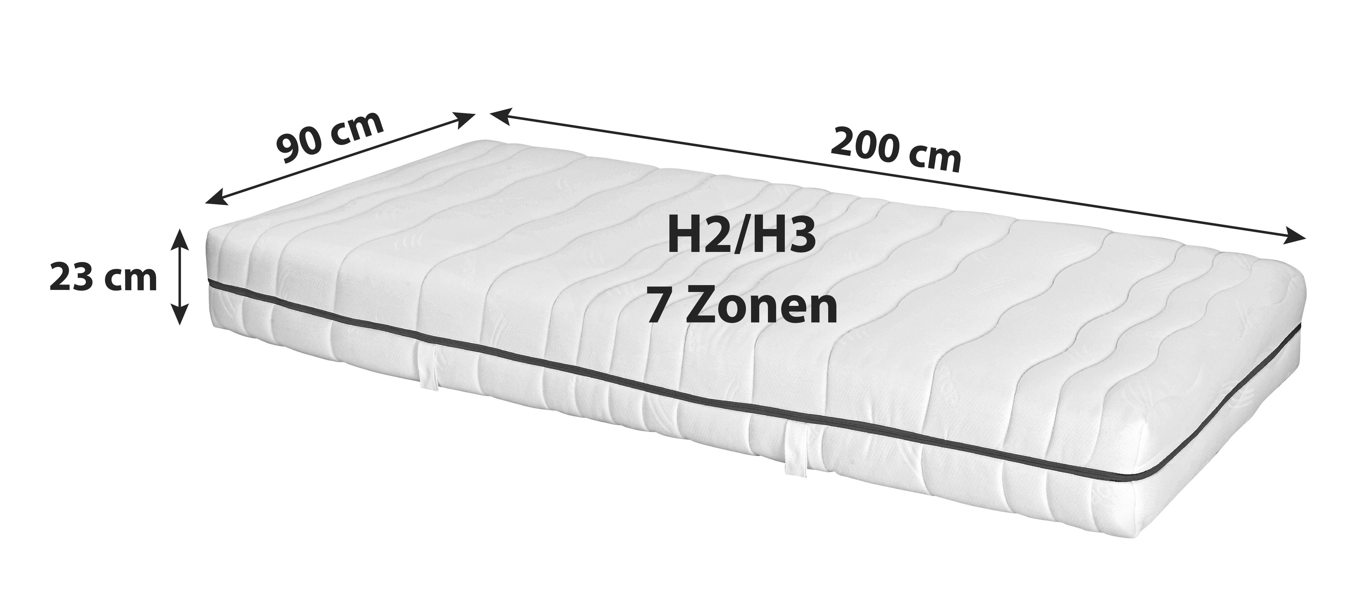 Komfortschaummatratze Silvy 90x200 cm H2/H3 H: 23 cm - Weiß, Basics (90/200cm) - Primatex