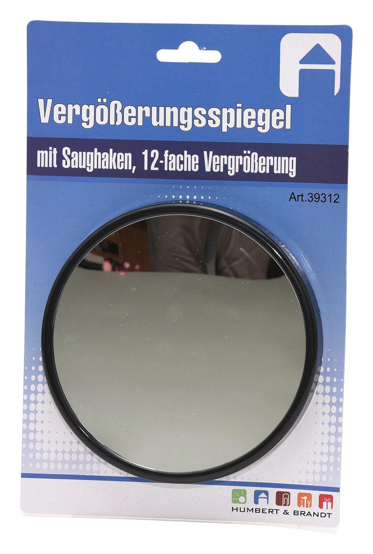 Kosmetikspiegel 12-fach Vergrößerung Mit Saugnäpfen - Schwarz, Glas/Kunststoff (13,0cm)