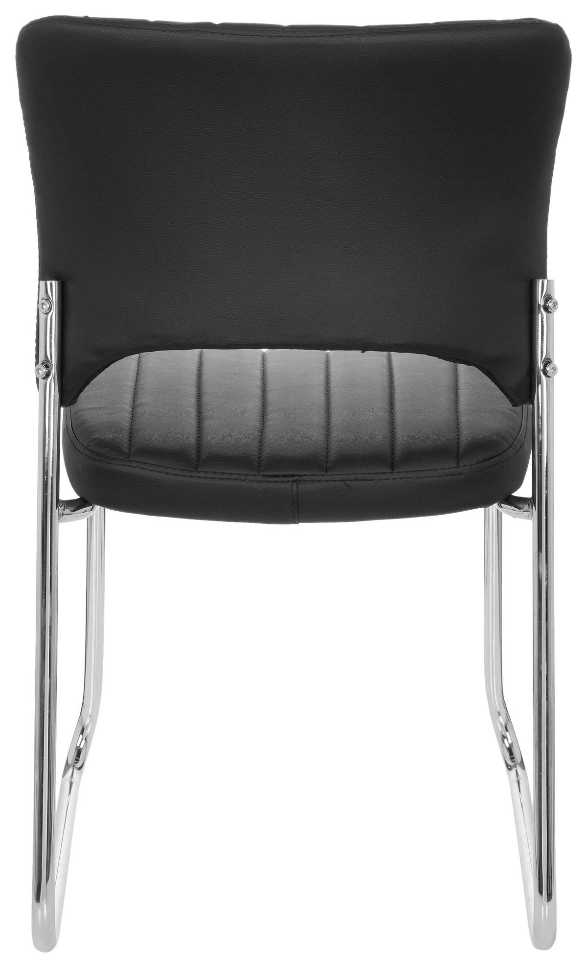 Besucherstuhl Caspi V Schwarz - Chromfarben/Schwarz, MODERN, Textil/Metall (44/82/52cm) - MID.YOU