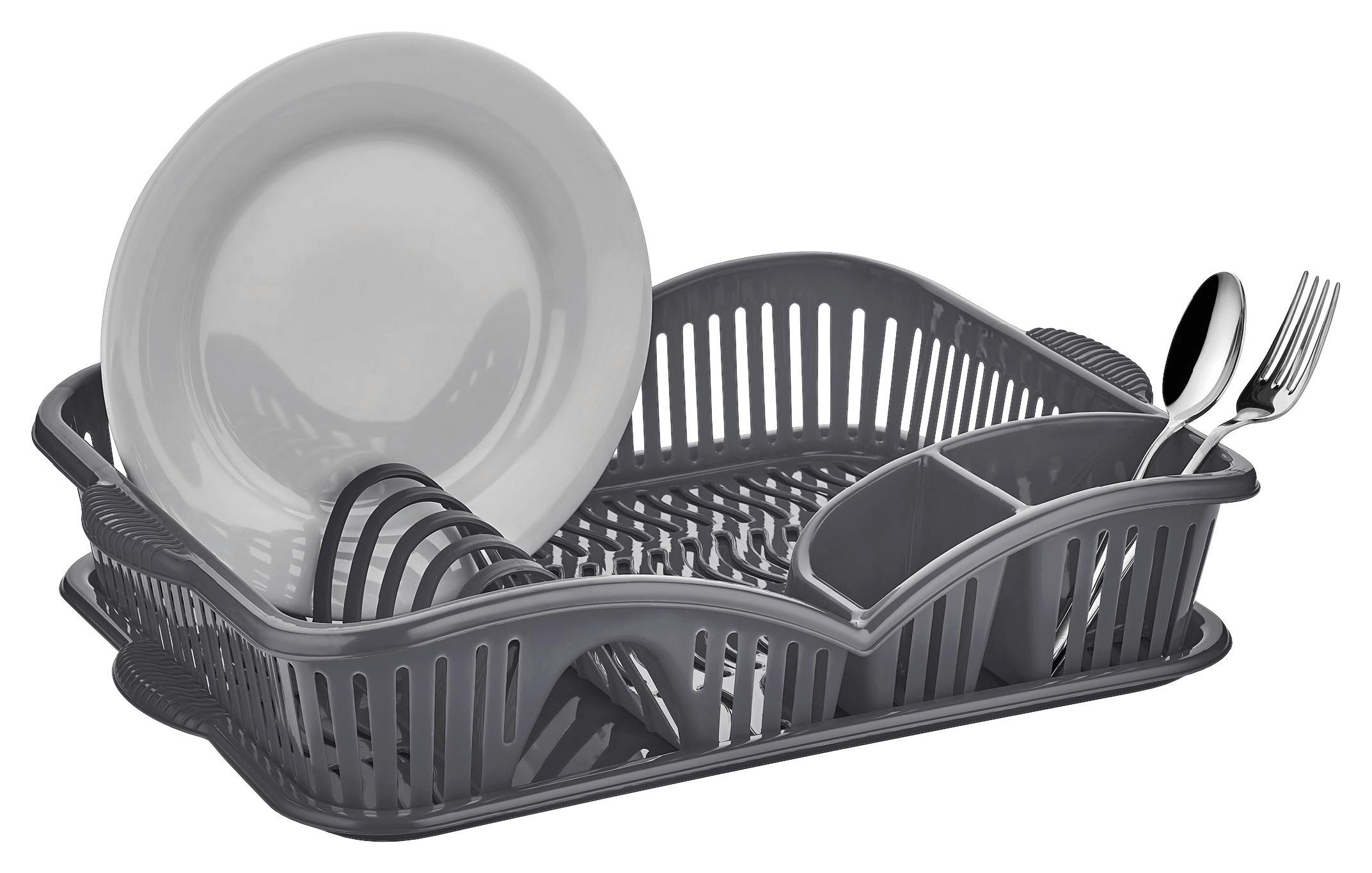 Odkvapkávač na riad Oliva - antracitová, Modern, plast (45,5/30,5/7,5cm) - Mömax