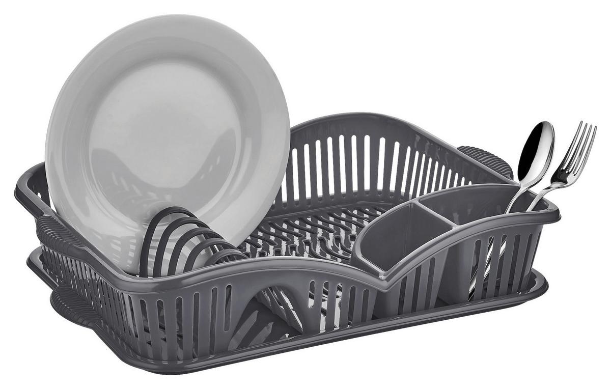 Odkvapkávač na riad Oliva - antracitová, Modern, plast (45,5/30,5/7,5cm) - Mömax