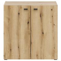 Kommode 2 Türen, B: 64 Cm Sixty-Four ,eichefarben - Eichefarben/Schwarz, Trend, Holzwerkstoff (64/64/35cm)