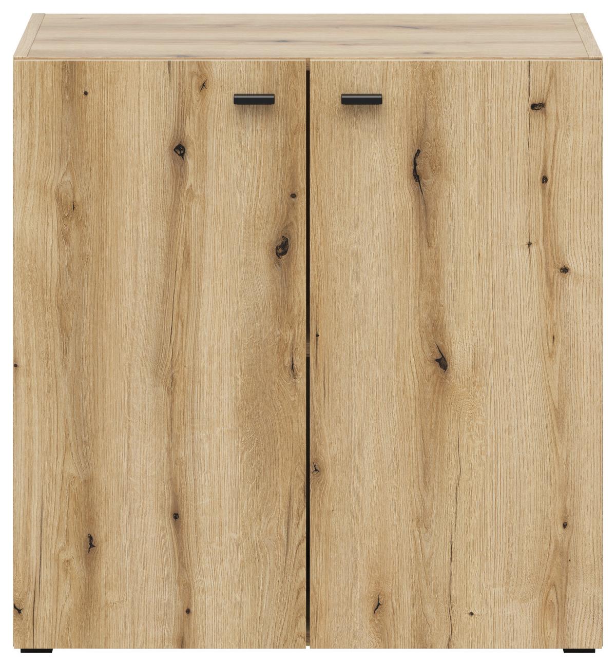 Kommode 2 Türen, B: 64 Cm Sixty-Four ,eichefarben - Eichefarben/Schwarz, Trend, Holzwerkstoff (64/64/35cm)