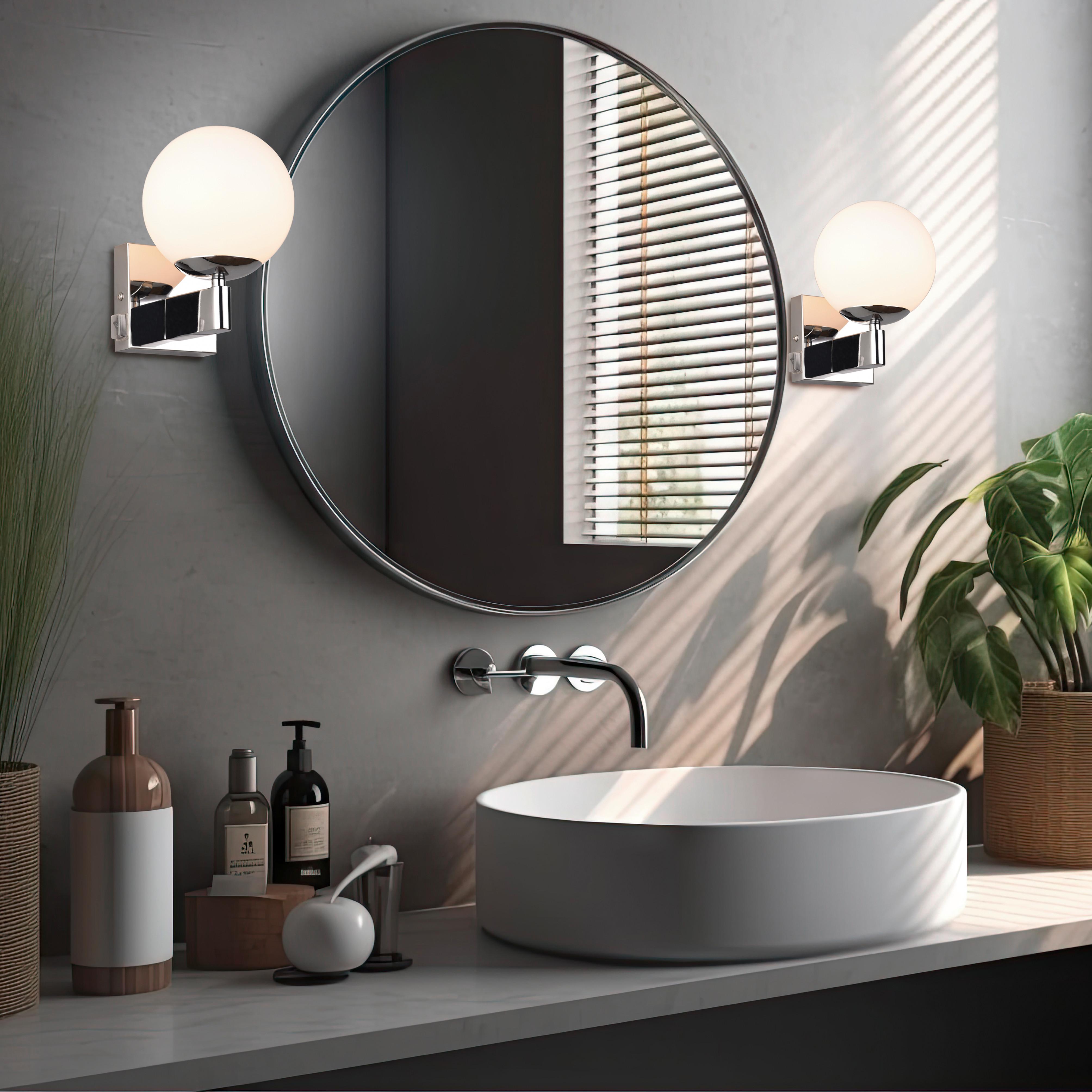 Badezimmer-Wandleuchte 284270106 Kula - Chromfarben/Weiß, Design, Glas/Metall (14/20cm) - Trio Leuchten
